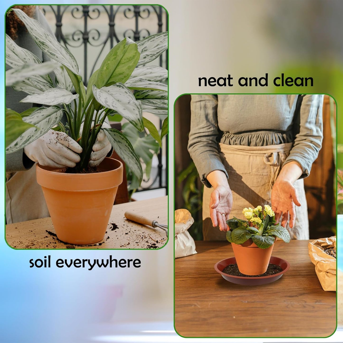 6 Pack 12 Inch Round Plant Saucers for Less 9.8 Inch Pot Indoors Outdoors Plant Trays for Pots Planter Saucer Plant Drip Tray Flower Planter Water Tray for Potted Plant(Terracotta, 11.8"(6pcs))