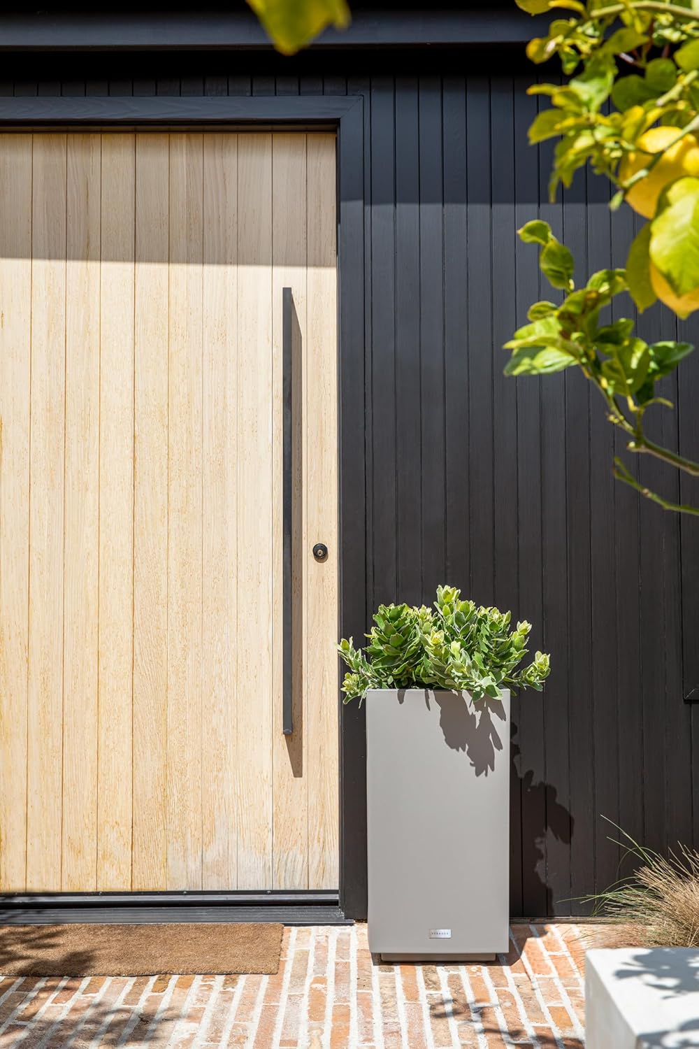 Veradek Block Series Pedestal Planter - Tall Planter for Indoor or Outdoor Front Porch | All-Weather Use with Removable Insert Bucket | Modern Décor for Flowers, Tall Trees, Faux Plants