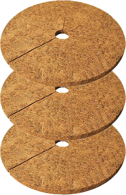 Deepthi 12-Inch Coco Coir Mulch Mats – Pack of 3 Natural Coconut Fiber Discs – Tree Ring Guards, Pot Covers, Sapling Root Protection, Weed Barrier, Moisture Retention for Garden & Potted Plants
