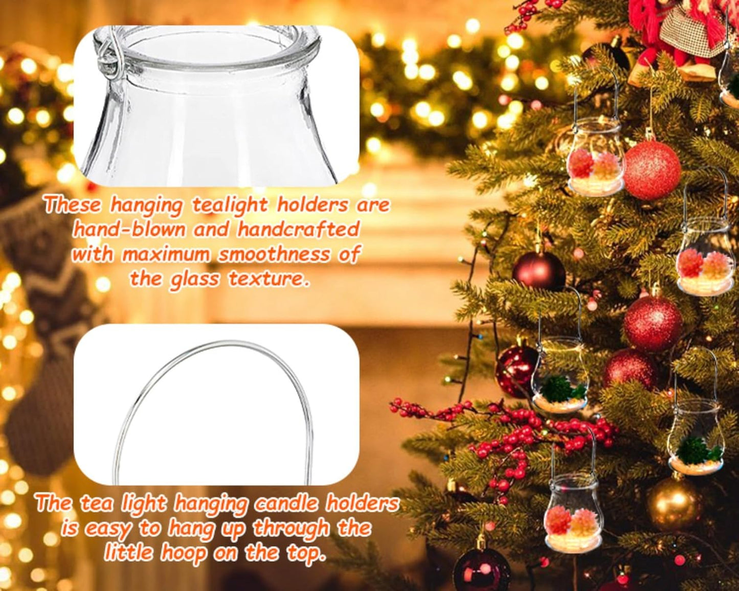 8PCS Hanging Glass Candle Holder: Hanging Glass Vase Air Plant Succulent Vase Hanger Plant Terrariums Orbs Air s for Party Wedding Centerpiece