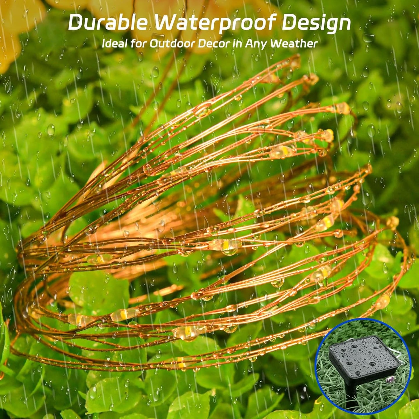 Solar Fairy Lights Outdoor Waterproof,16.4ft 50LED Solar String Lights for Outside 8 Modes 2 Packs for Christmas Halloween Holiday Patio Backyard Garden Deorations Warm White