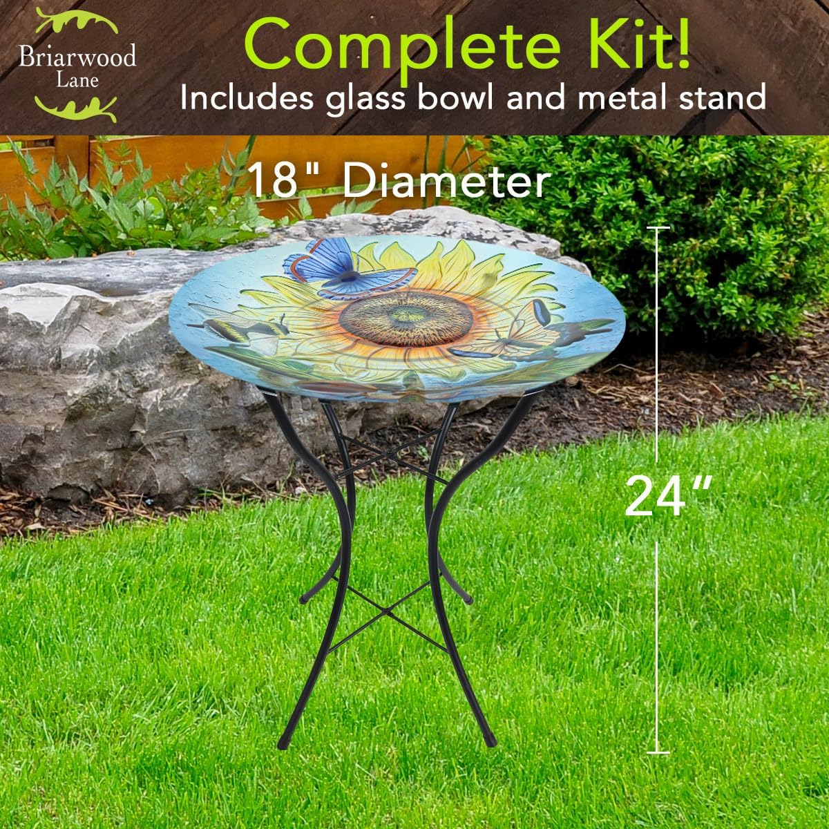 Briarwood Lane Sunflower Dance Glass Birdbath