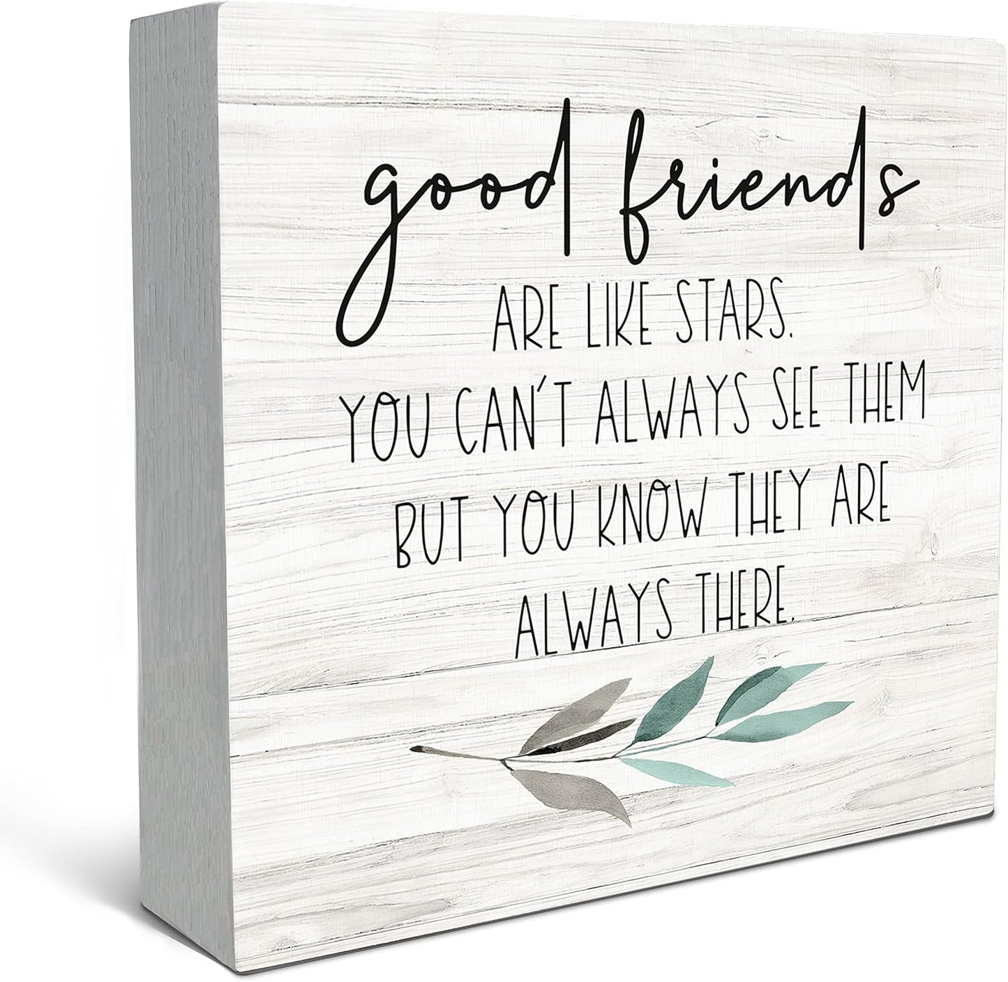 SRADMO Good Friends Are Like Stars Wood Box Sign Desk Decor, Inspirational Long Distance Friendship Wooden Block Box Sign Decoration For Home Bedroom Girls Room Office Shelf Table Decor