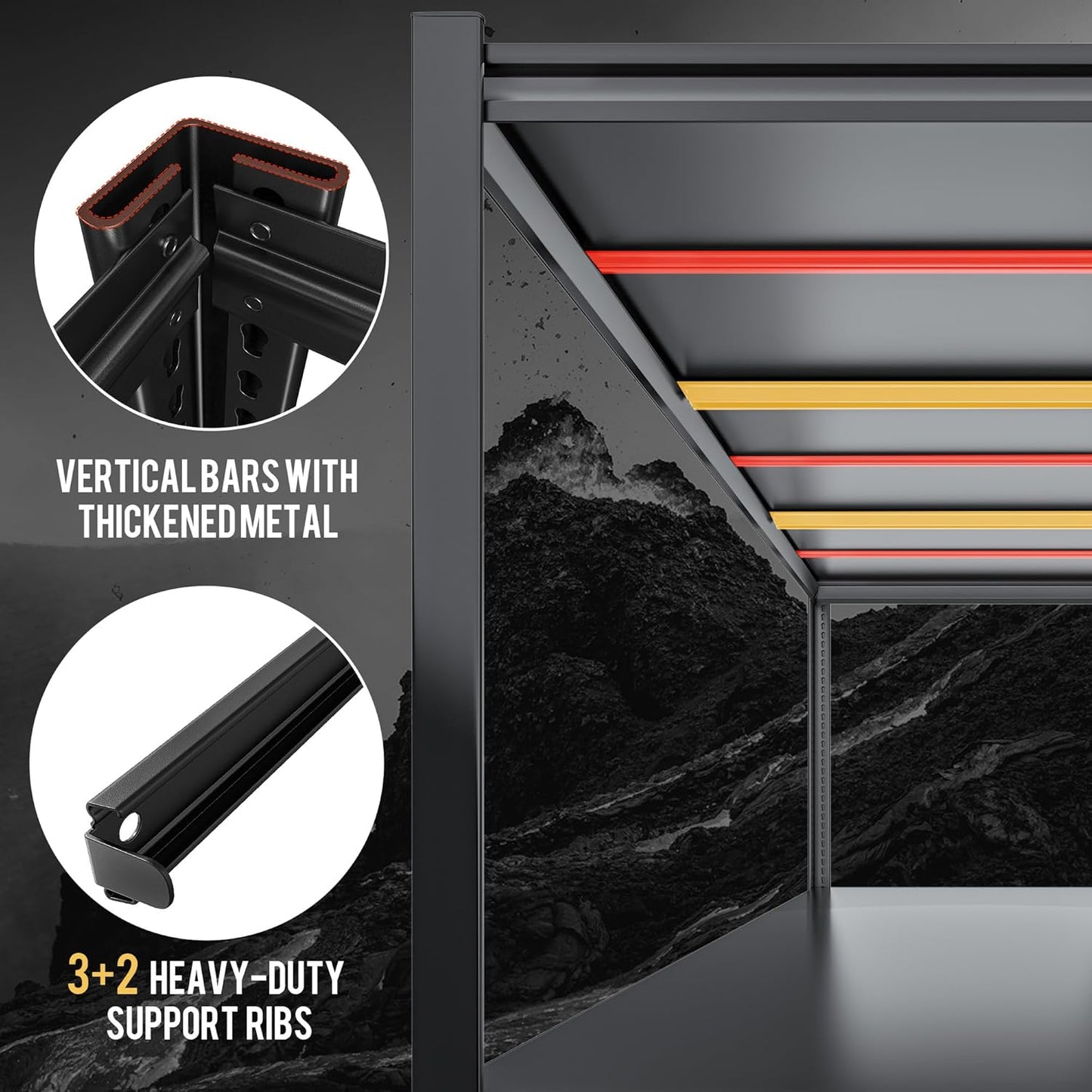 59.8" W x 72.2" H x 24.2" D Storage Shelves Metal Shelving, 2650LBS Garage Shelving Unit with Adjustable Shelf, 5 Tier Storage Rack for Garage, Pantry, Warehouse, Basement, Black