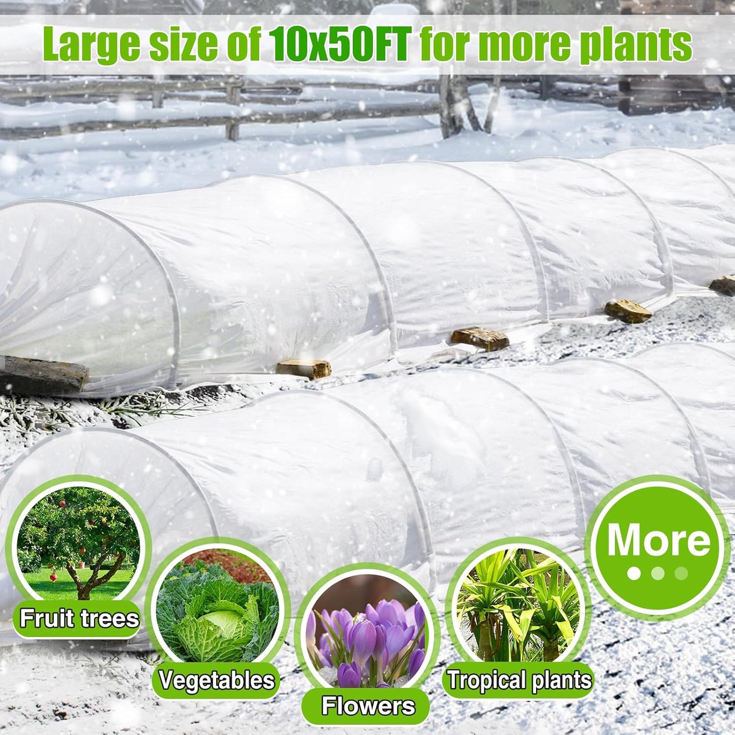 Alphatool Plant Covers Freeze Protection - 10 ft x 50 ft Frost Cloths Blankets for Outdoor Plants, Non-Woven Fabric Floating Row Cover, 1.0oz/yd² Thick Garden Covers for Raised Beds
