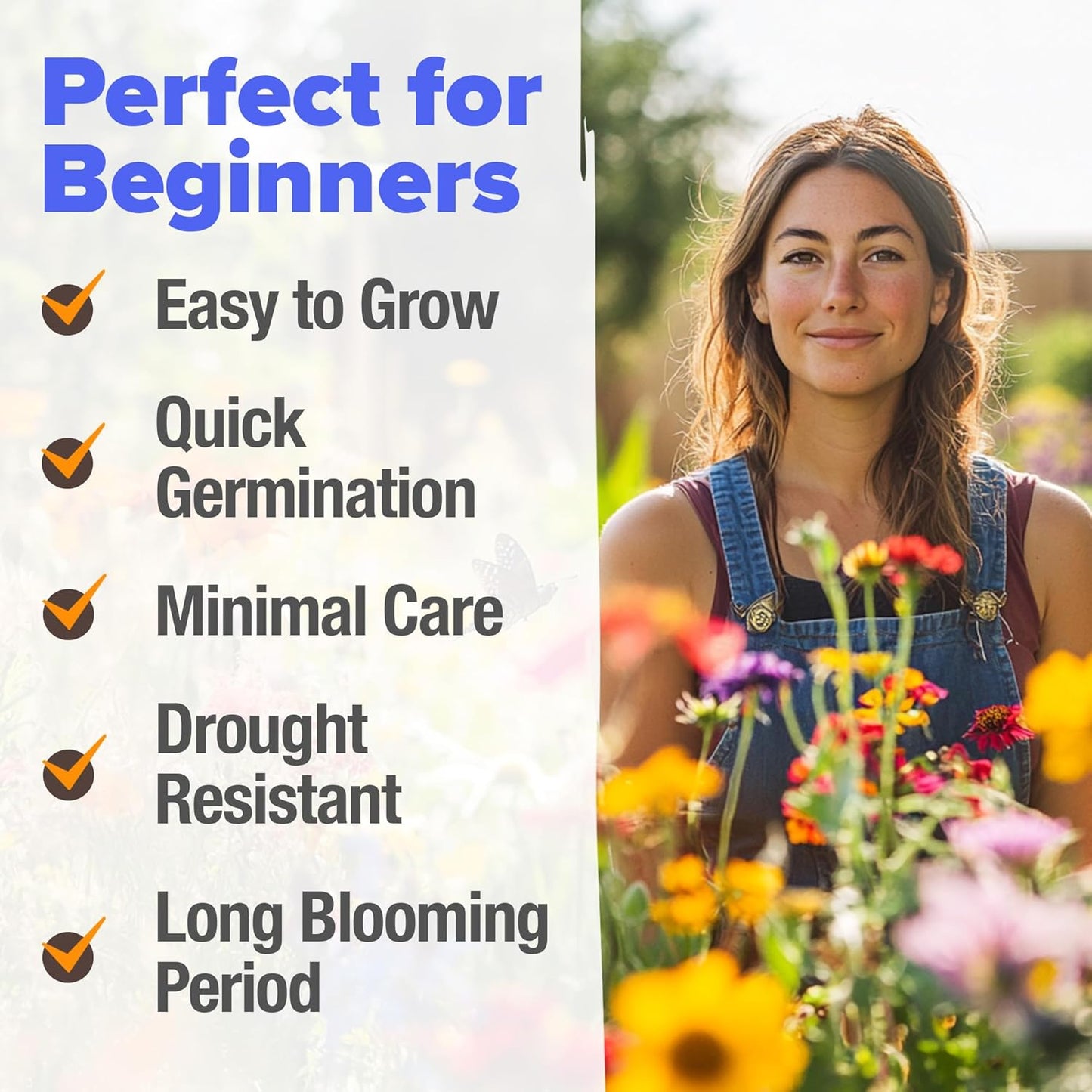 HOME GROWN Wildflower Seeds – 134,000+ Pure 𝗡𝗢𝗡-𝗚𝗠𝗢 𝗨𝗦𝗔 Seeds, No Filler – 23 Varieties Bulk Mix (3oz) for Birds & Butterflies – Annual & Perennial Wild Flowers for Fall Garden Planting