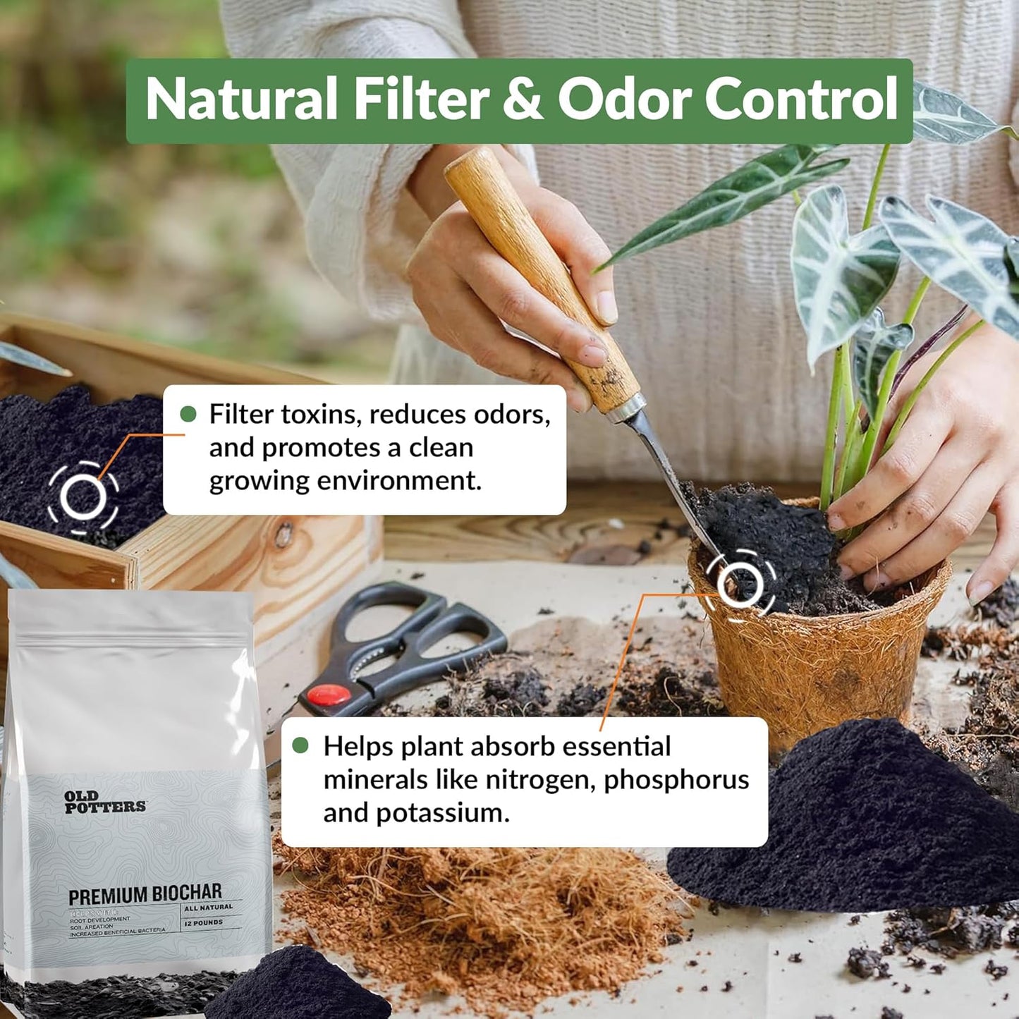 Premium Biochar Soil Enhancer – 100% Organic Charcoal Amendment for Improved Soil Health and Plant Growth (24 Quarts)