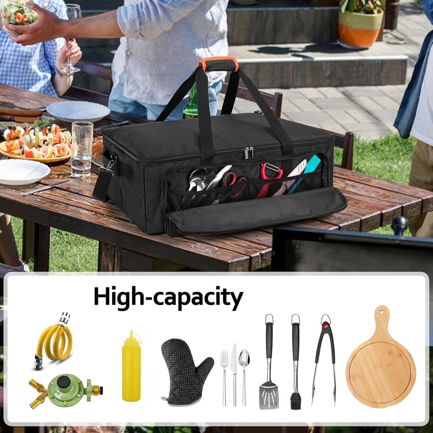 Pizza Oven Carry Bag Compatible with Ooni Koda 12 Gas Pizza Oven, Portable Carrier Cover with Shoulder Strap, Outdoor Carrying Case with Multi Pockets for Accessories, Bag Only