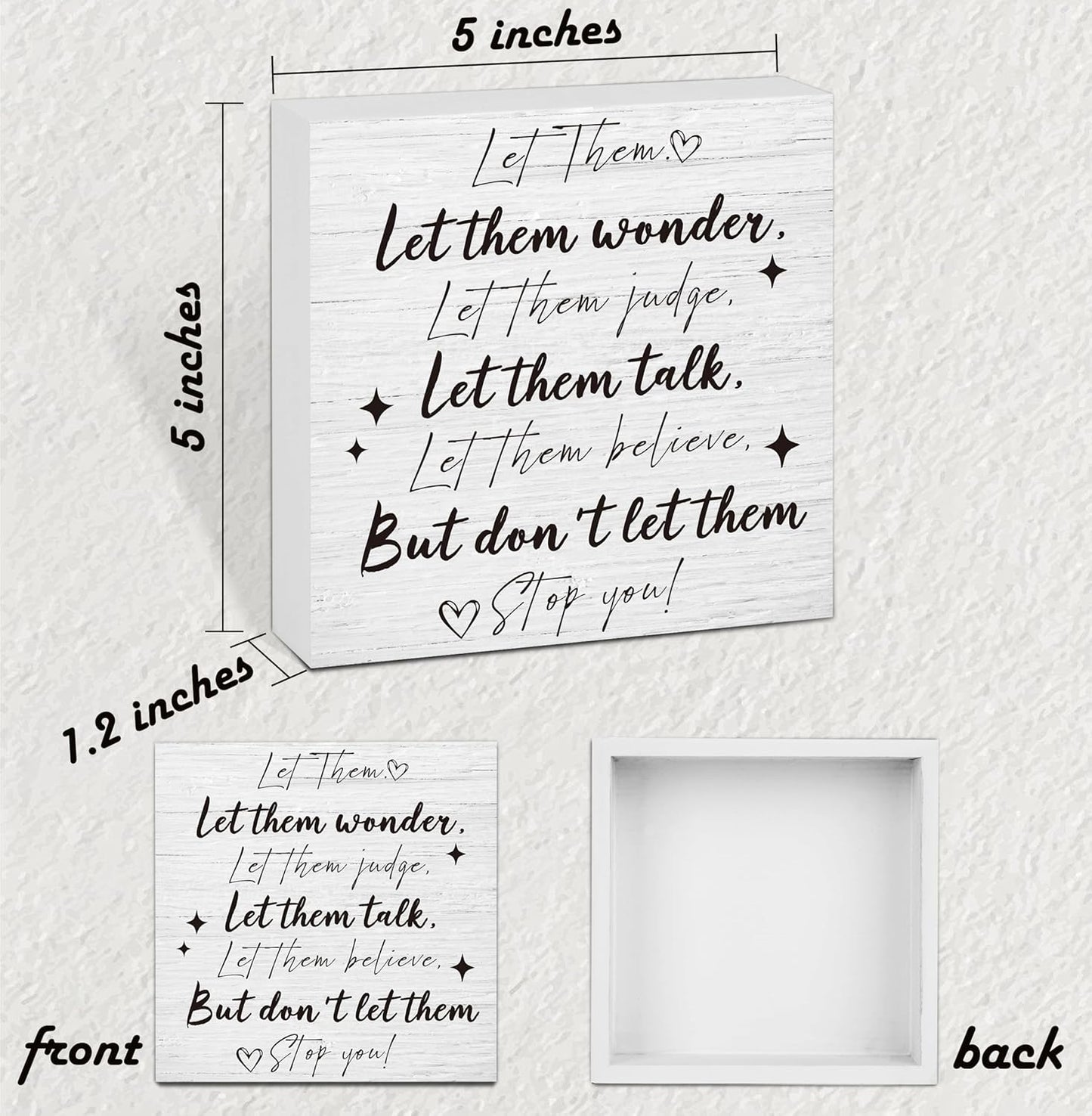 Let Them Wooden Sign, Desk Decorations For Women Office, 5x5 Inch Farmhouse Funny Office Decor Wood Box Sign, Desk Shelf Cubicle Accessories, Appreciation Gifts for Coworkers Boss, 11