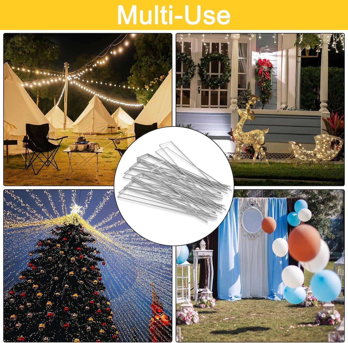 HongWay 360 Pack 6 Inch Landscape Staples, Galvanized Garden Staples 11 Gauge Ground Stakes Landscaping Fabric Pins Plant Cover Stakes Yard Staples for Lawn Fence Tent Hose Drip Irrigation Tube