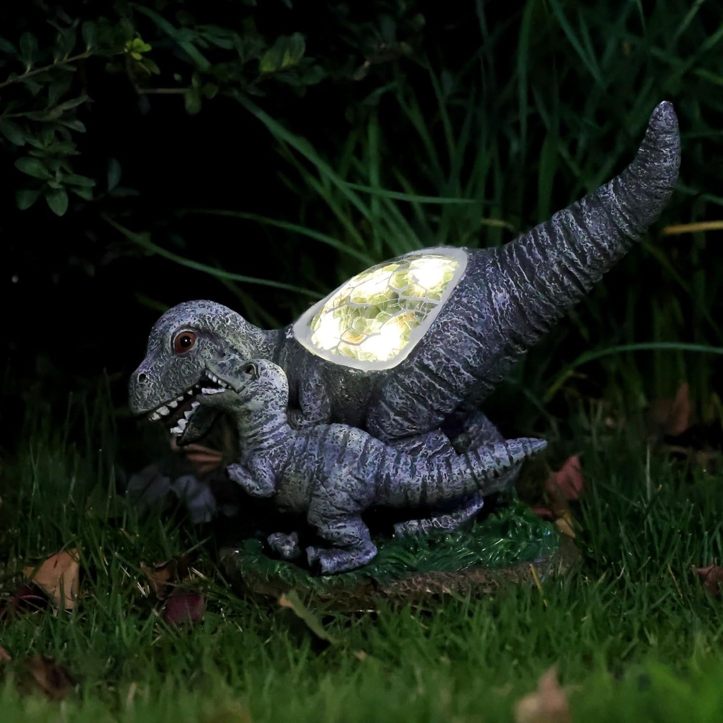 Garden Statue Dinosaur,Solar Dinosaur Decor for Outdoor,Resin Dinosaurs Figurine with Solar Light for Patio,Balcony,Yard,Lawn Ornament,Perfect Garden Gift
