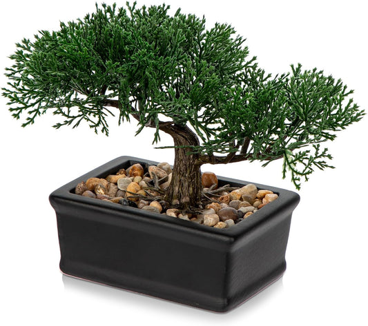 Artificial Bonsai Tree Juniper Faux Plants Indoor Fake Plants Decor with Ceramic Pots for Home Table Office Desk Bathroom Shelf Bedroom Living Room Farmhouse Decoration