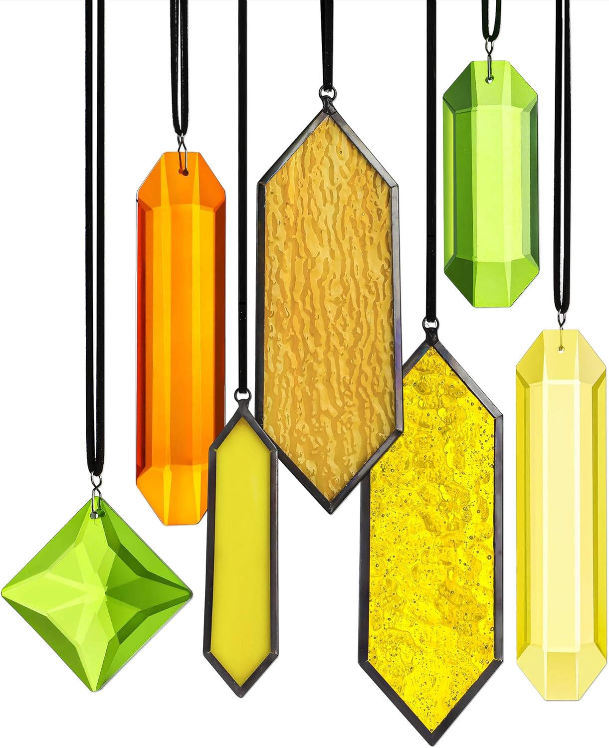 HDCRYSTALGIFTS 7pcs Crystal Sun Catchers for Windows Hanging - Stained Glass Suncatchers for Indoor Garden Christmas Tree Decorations (Fairy Tale Forest Design)