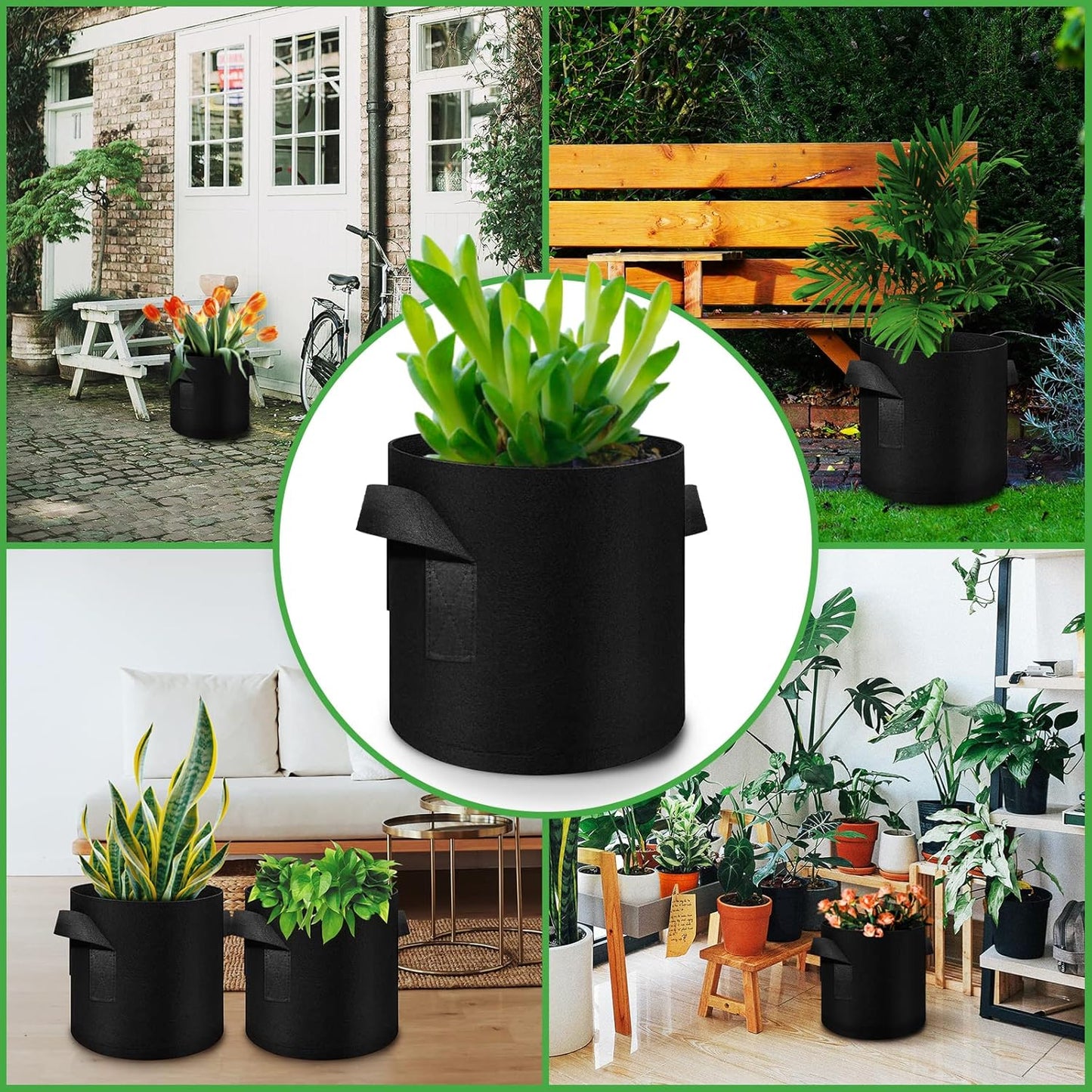 12-Pack 7 Gallon Plant Grow Bags, Thickened Nonwoven Fabric Pots with Handles, Vegetable Planter Bags Containers, Cloth Planters for Garden Vegetable/Flower/Plant/Fruits Outdoor (Black)