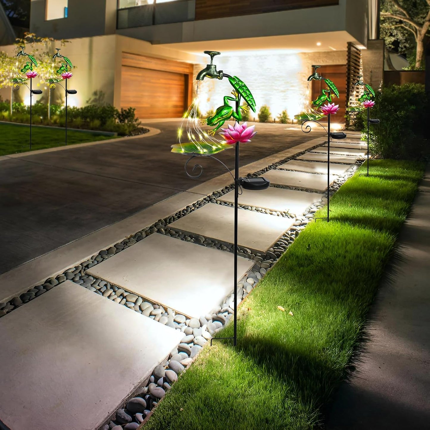 Bshine Frog Solar Outdoor Garden Lights, Waterproof Metal Solar Garden Stakes for Pathways, Poolside, Backyard Decorations, Yard Art, Lawn Decorations, Frog Gift for Mom