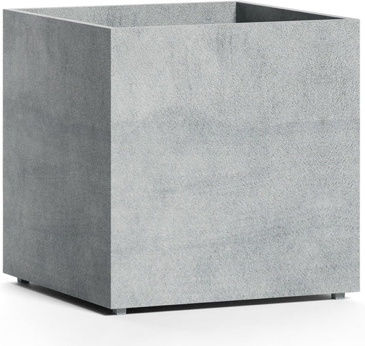 Reglito Cube Planter – Fiberglass Indoor/Outdoor and Weather-Resistant Large Planter (Concrete Stone, 35.4" L x 35.4" W x 36" H)