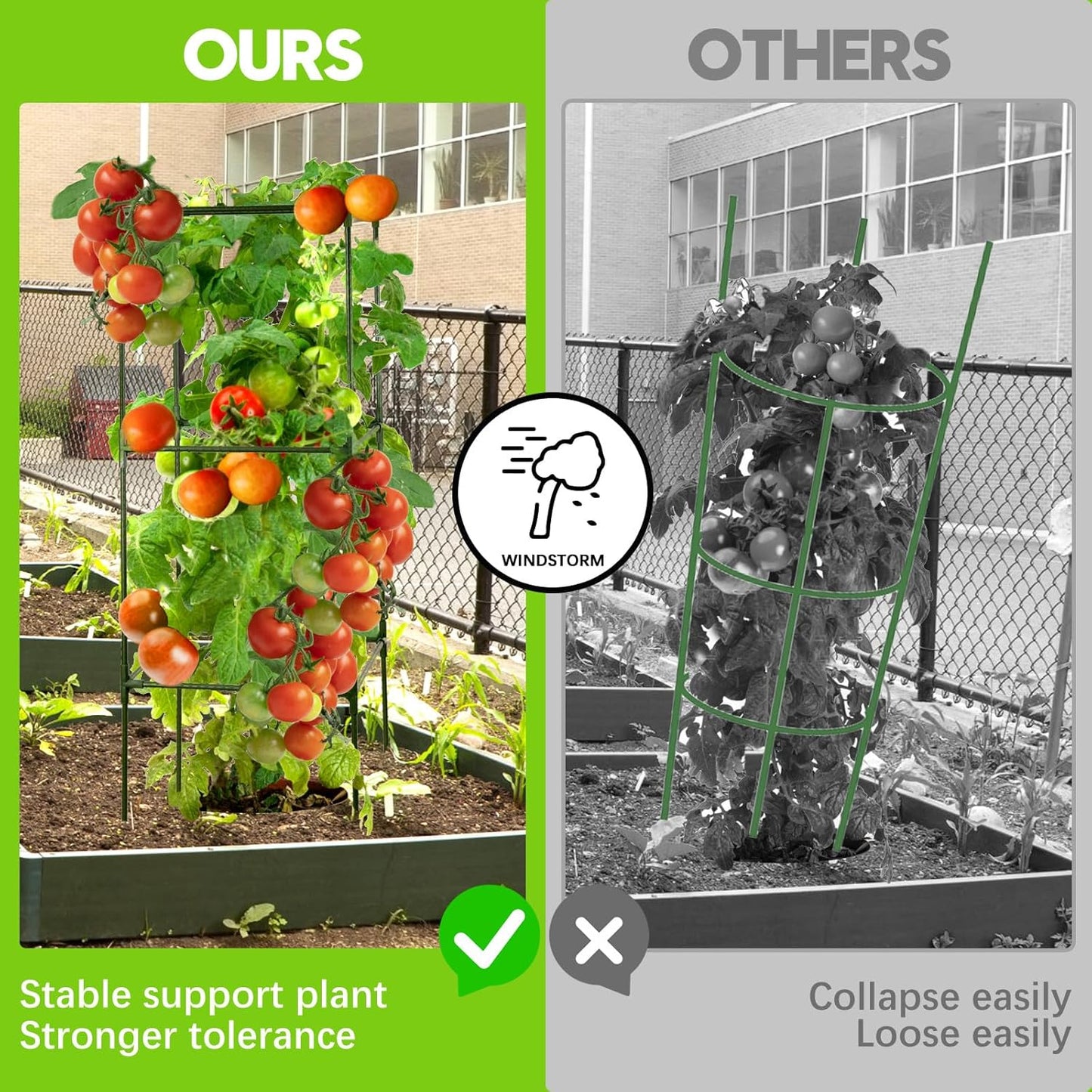 arbxvnrUp to 48.8in Square Tomato cage Garden mesh Plant Support Posts, quadrangular Adjustable Tomato Stand Pot Picking mesh (1pack)