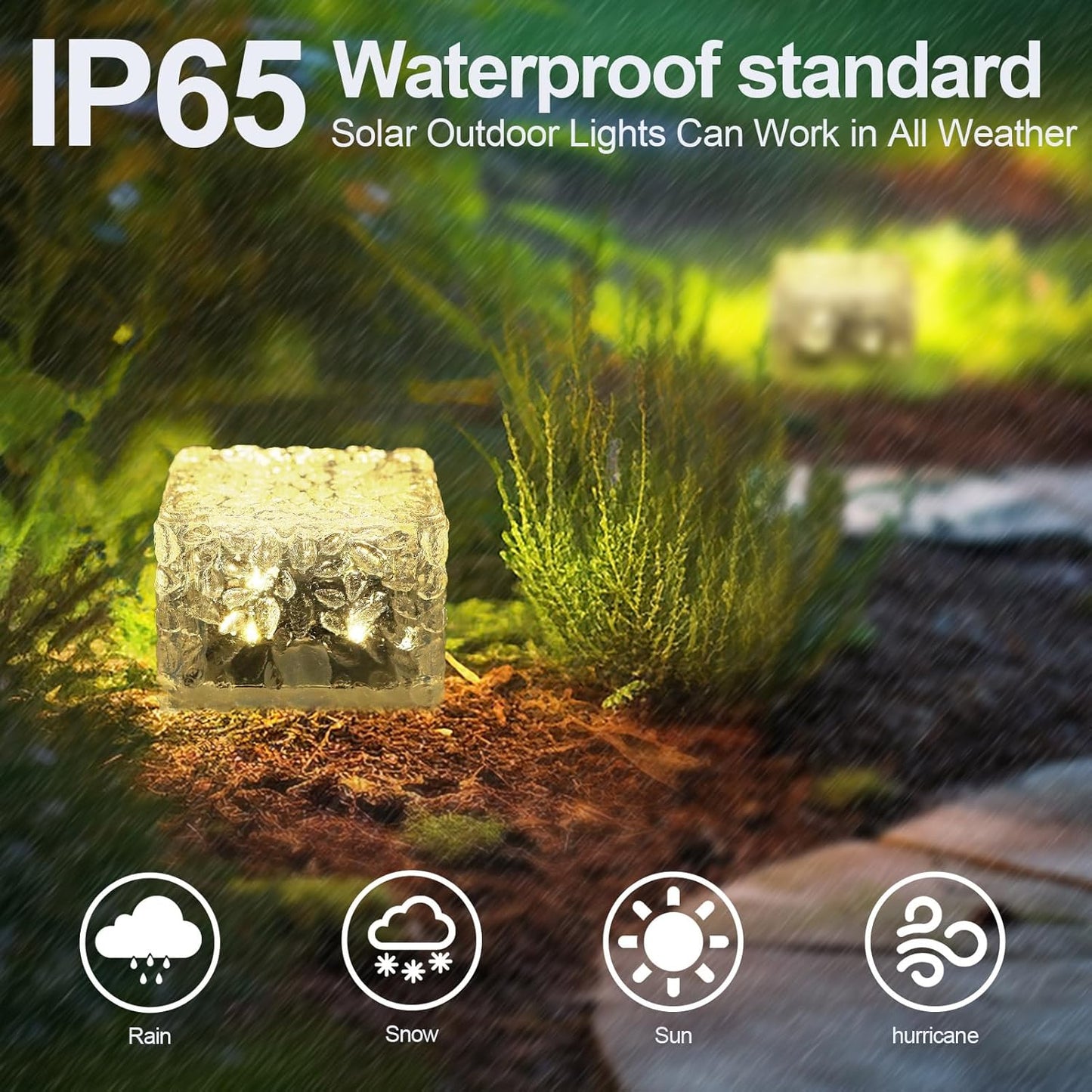 Solar Brick Lights-Outdoor Solar Lights for Yard-Solar Brick Landscape Path Light 3 Pack LED Light Brick Garden Decor for Pathway Patio Walkway Backyard Decoration