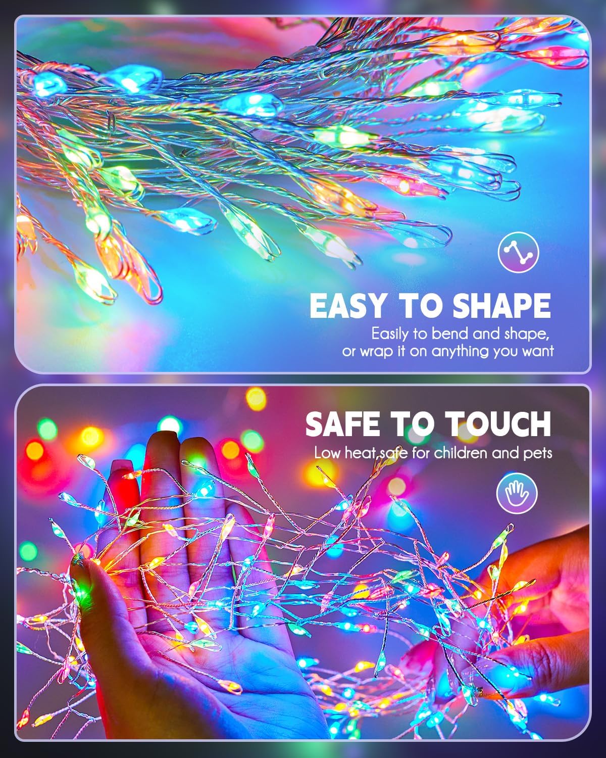 Brightown Solar String Lights, 20FT 240 LED Outdoor Decorations (Multicolor, 19.6Ft)