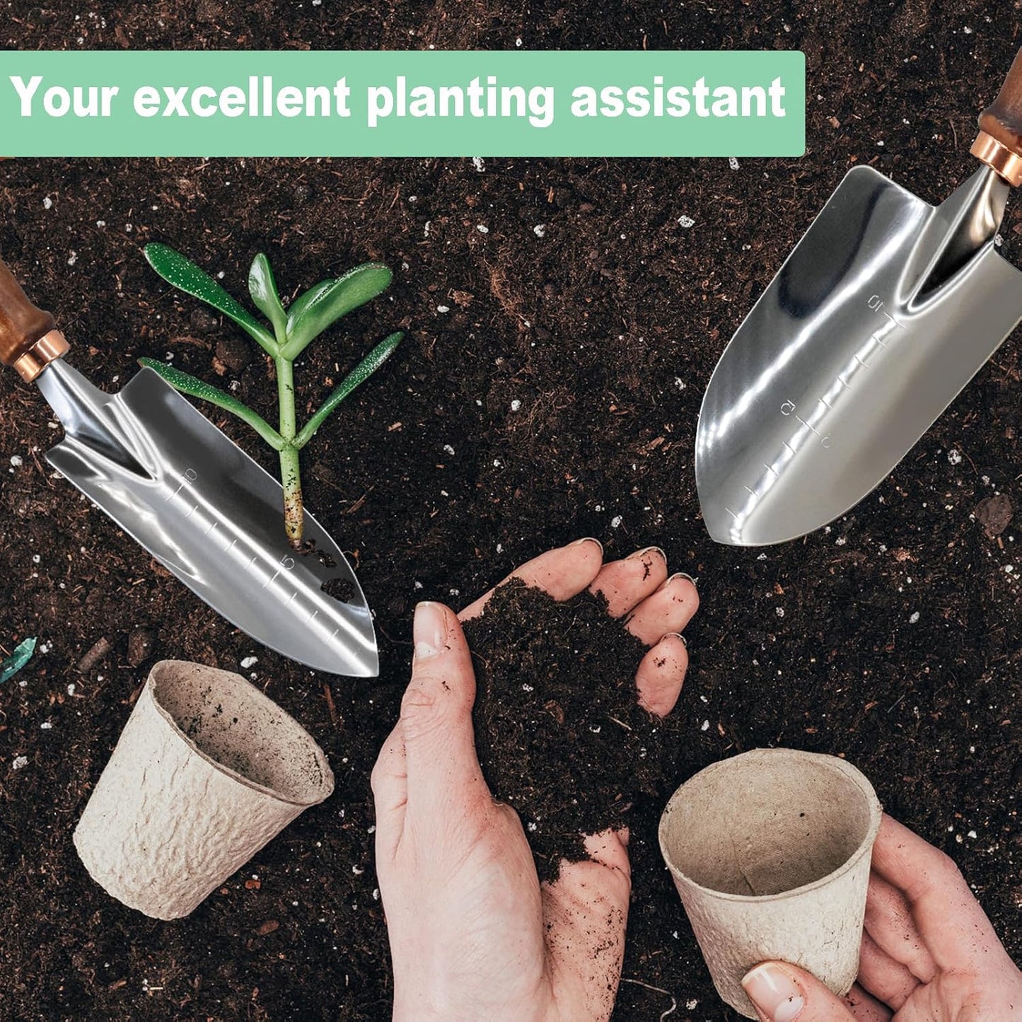 Gardening Tools-Garden Handle Tools Flower Spade Digging Loosening Hand Rake Weed Puller Garden Tools Make Ideal Gifts for Gardening Enthusiast(5Set)