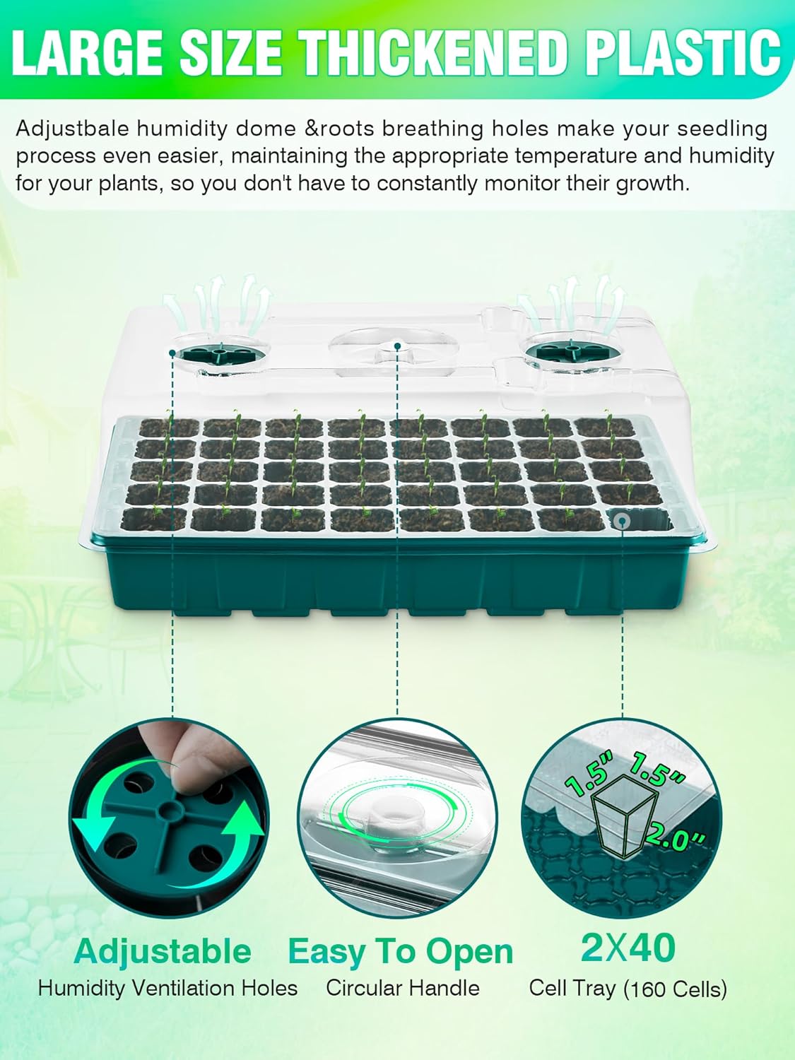 Seed Starter Tray with Grow Lights and Heat Mat, 3-in-1 Soil Meter, 80-Cell Seed Growing Tray, Germination & Plant Propagation Station for Indoor Plants 2-Pack