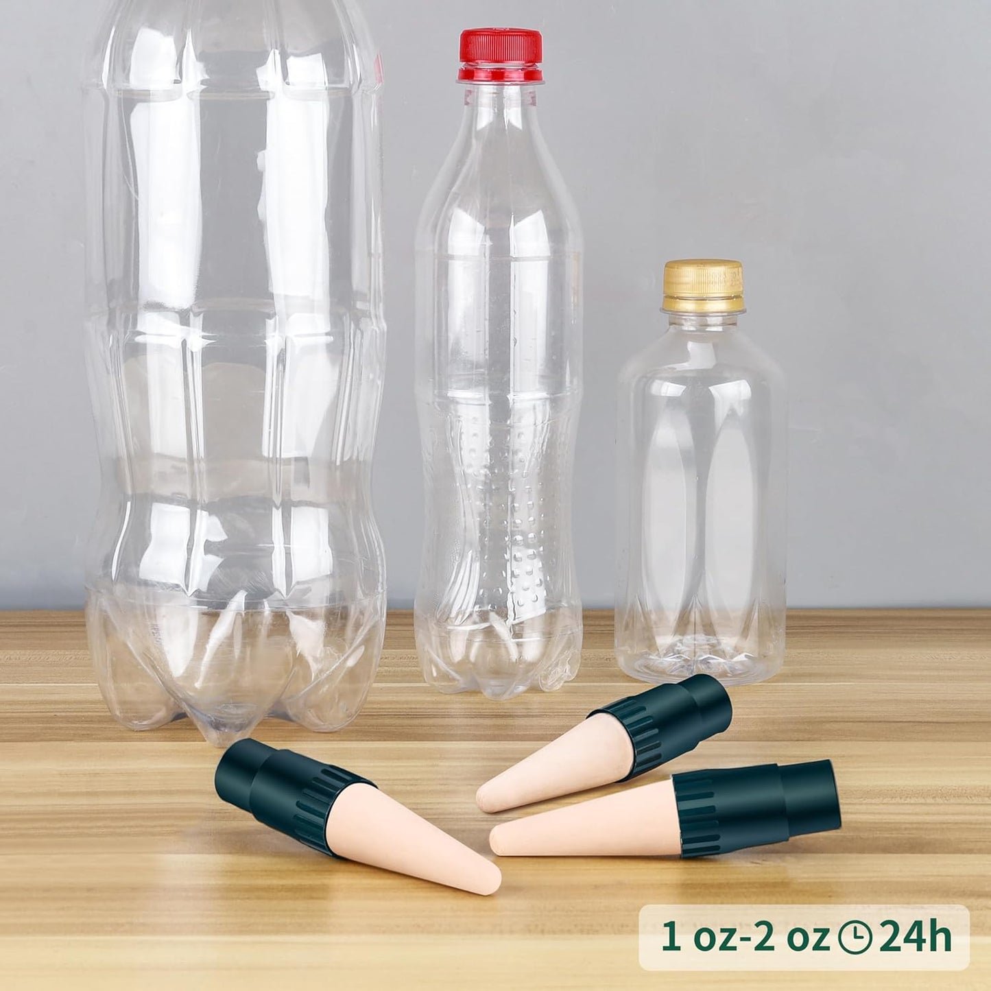 Terracotta Plant Watering Spikes, Bottle Adapter for Self Watering Planter Insert, Vacation Plant Watering Devices, Slow-Release Plant Watering Globes System for Outdoor | Indoor Use, 5-Pack