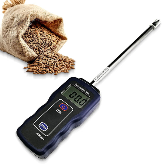 Grain Moisture Meter High Precision Grain Moisture Tester with Temperature Compensation Portable Seed Moisture Meter for 9 Grains Including Wheat, Rice, Corn, Millet, Un-husked & Husked Rice
