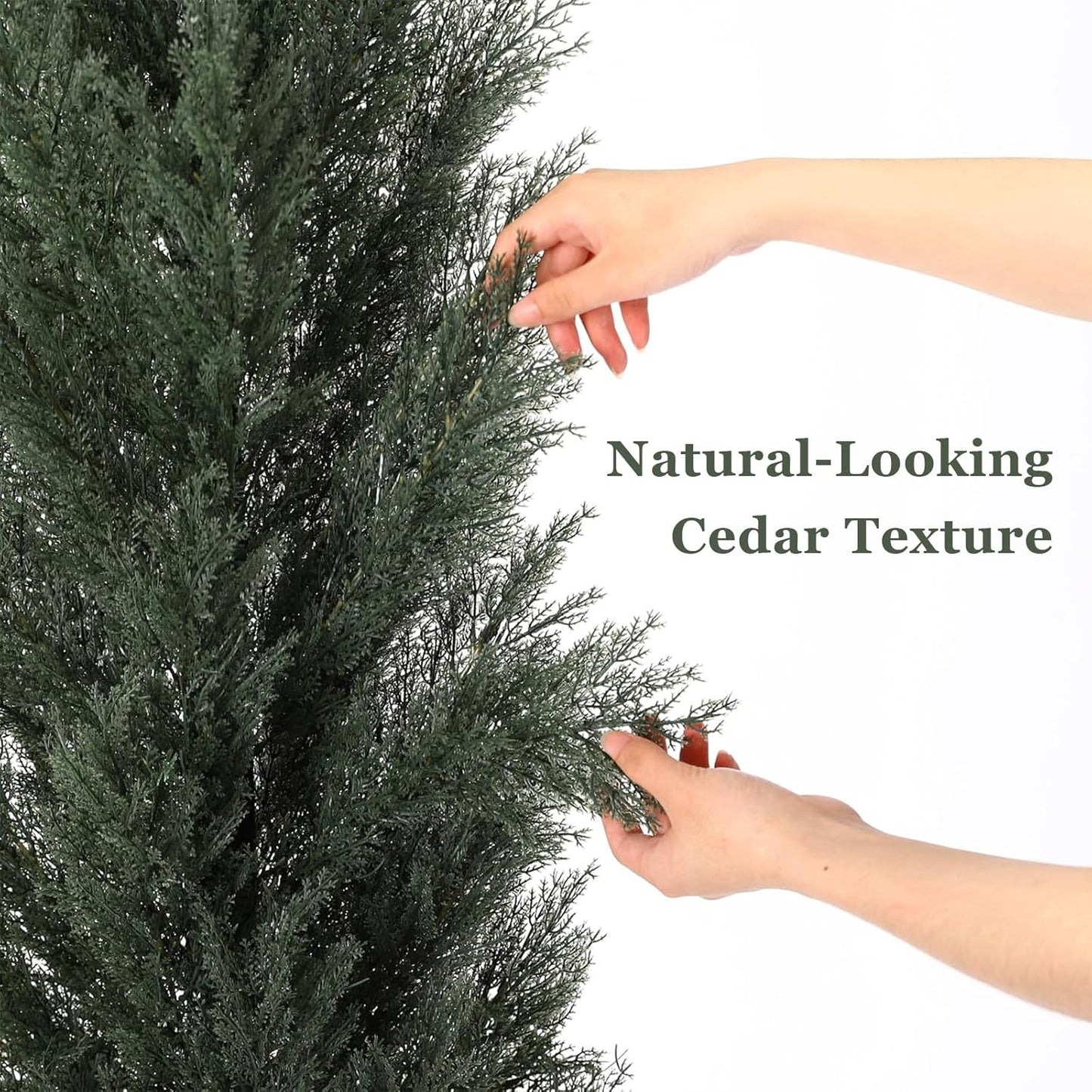 THE BLOOM TIMES 3ft Topiary Trees Artificial Outdoor 2 Pack – UV Resistant Faux Cedar Pine Cypress Bushes and Shrubs, Fake Potted Plants for Front Porch Outside Planter Patio Decor, Set of 2 (3 Foot)