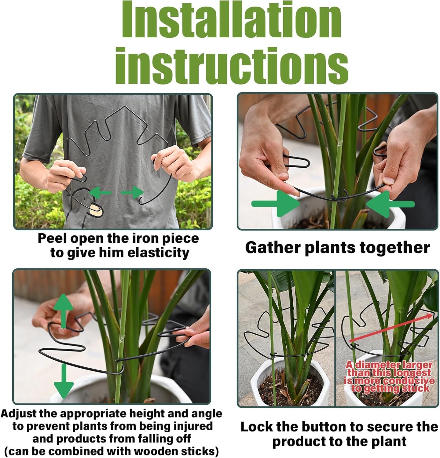 5PCS Monstera Plant Stem Support - 11 * 9.4 Inches, Durable Metal Stake Holder, Adjustable for Indoor Plant Leaf Support. Gentle Clips for Enhanced Stability for Plant Lovers!