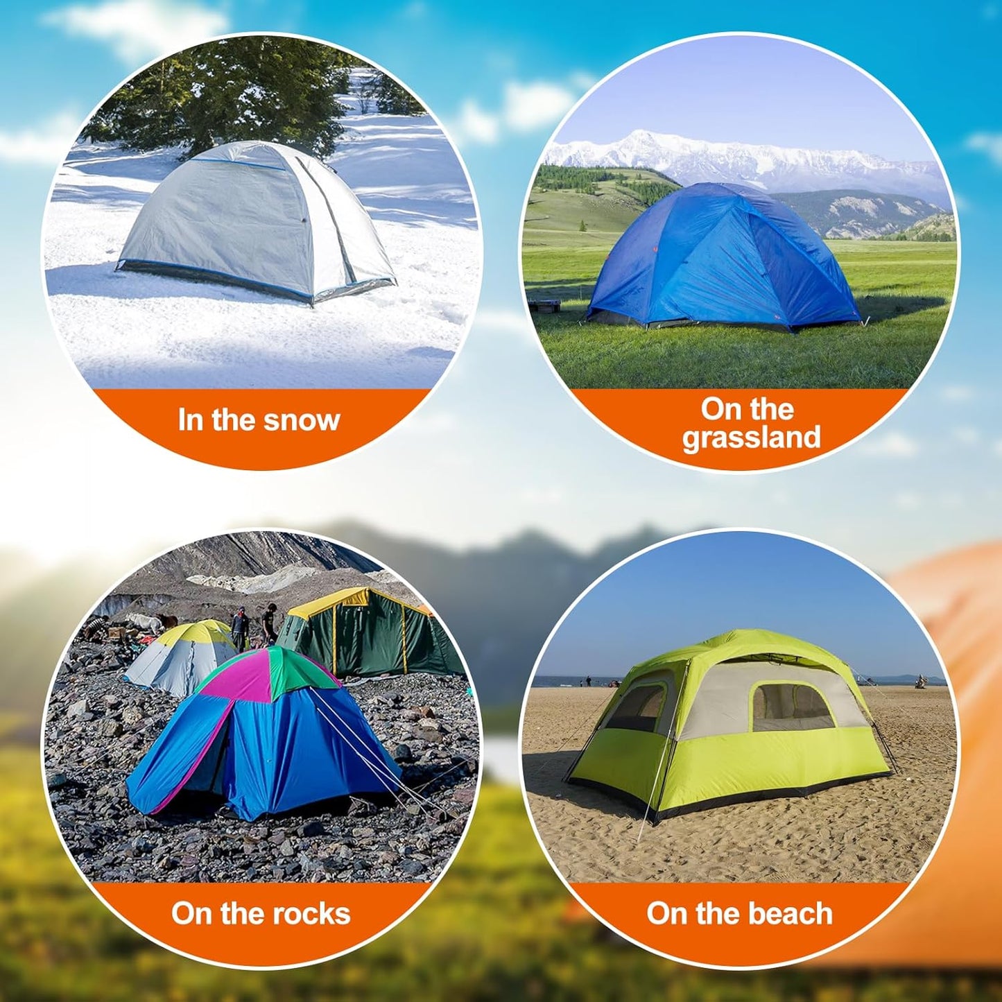 30 Pack Tent Stakes Heavy Duty,9.6 Inch Non-Rust Metal Tent Pegs,Ground Stakes Tent Spikes,Camping Stakes for Outdoor Camping,Grassland,Garden,Orange