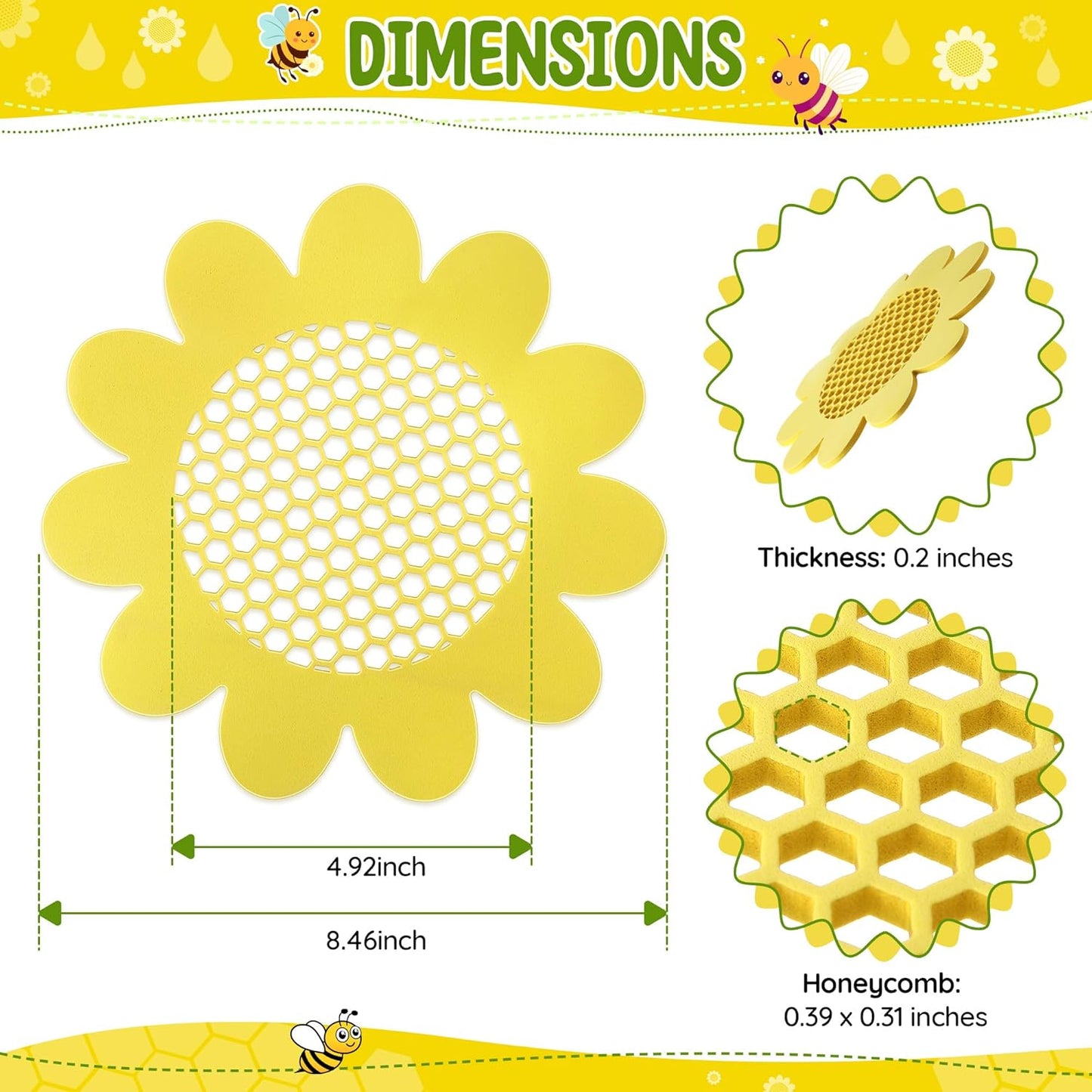 Enhon 4 Pack Bee Watering Station, 8.5 inch Sunflower Floating Bee Island, Butterfly Feeder, Pontoon Watering Station for Butterfly Insect Feeding, Bath and Outdoors Garden Decor