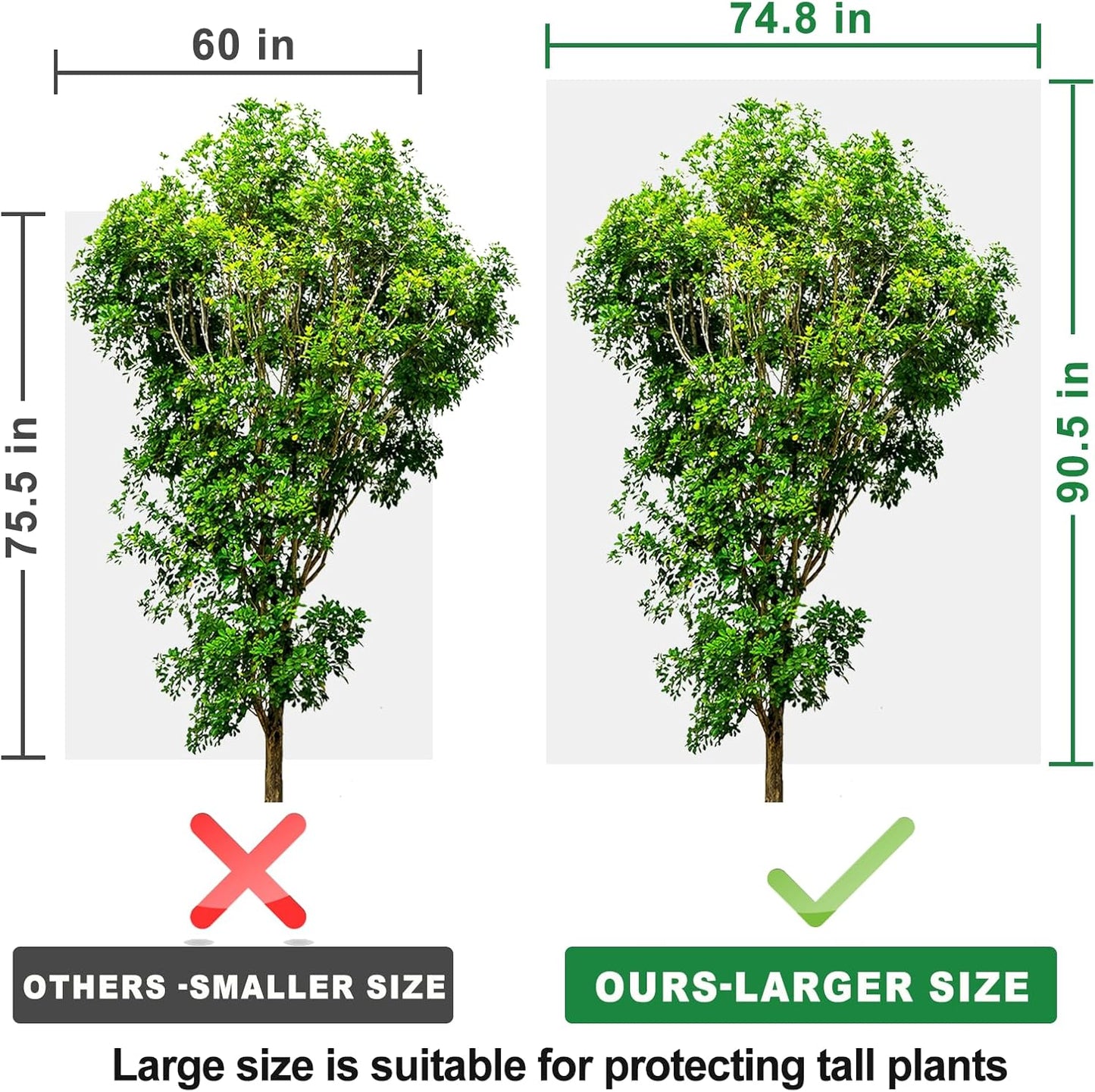 Winter Plant Covers Freeze Protection, 74.8"X 90.5" Fig Tree Covers for Winter Cold Weather Frost Cloths for Outdoor Plants Fruit Tree with Zipper Drawstring, Shrubs Trees Jacket Covers