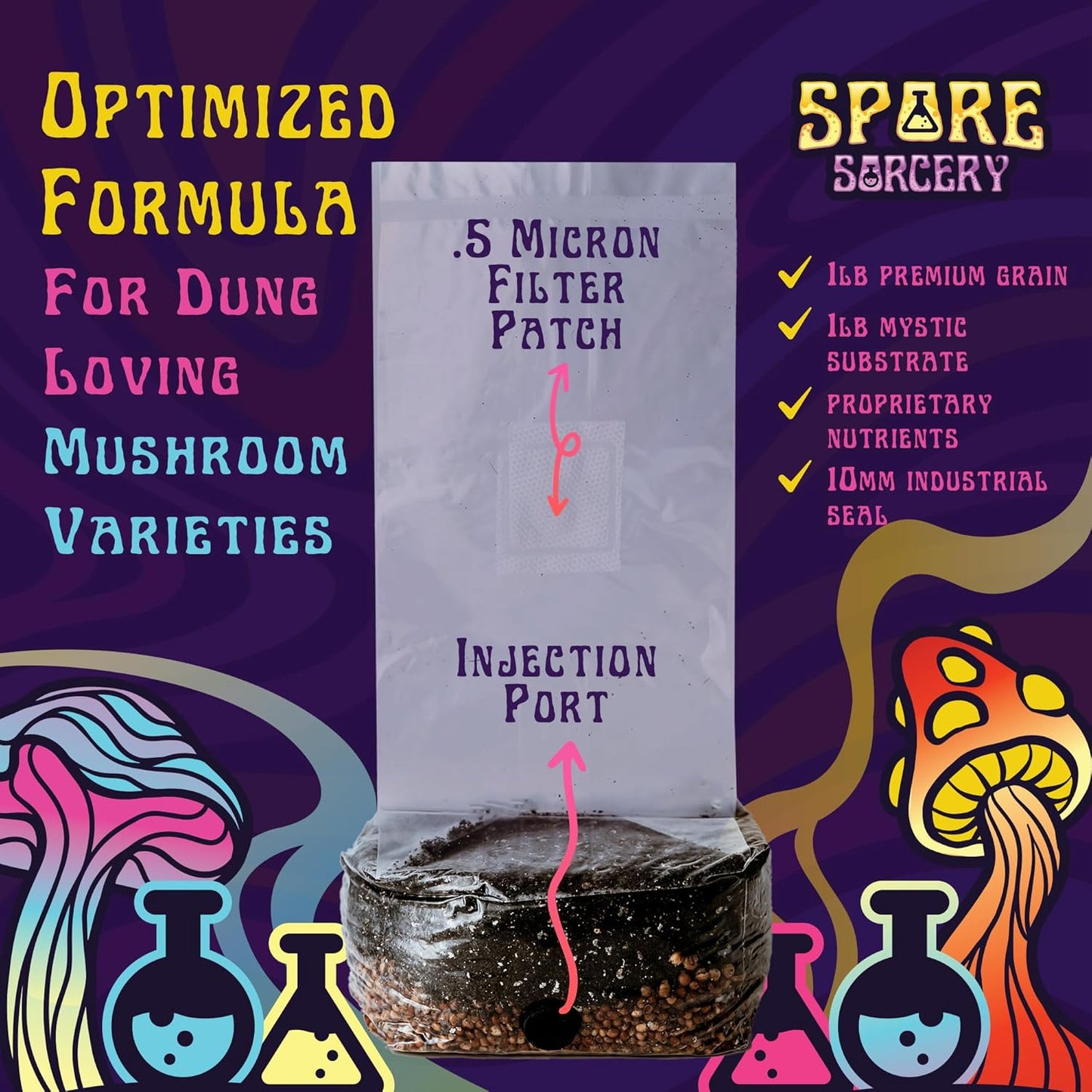 4 LB All-in-One Grow Kit: Up to 64oz of Mushrooms! Nutrient-Enhanced, Injection Port, Just Add Your Own Spores & Grow Like Magic (4 LB Bag)