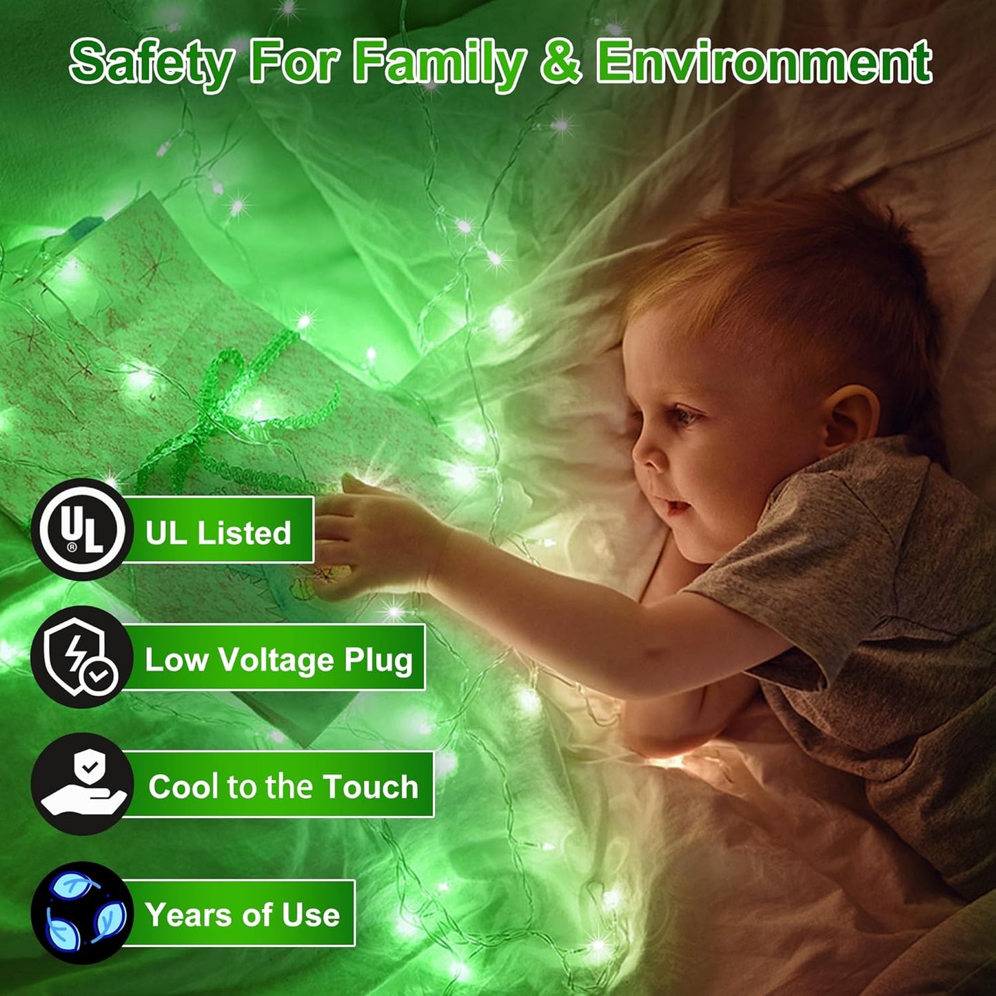 750 LED Christmas Lights Outdoor, 246ft 8 Modes Fairy Lights for Outside, IP44 Waterproof for Xmas Patio Yard Fence Deck Balcony Garden Decor Green