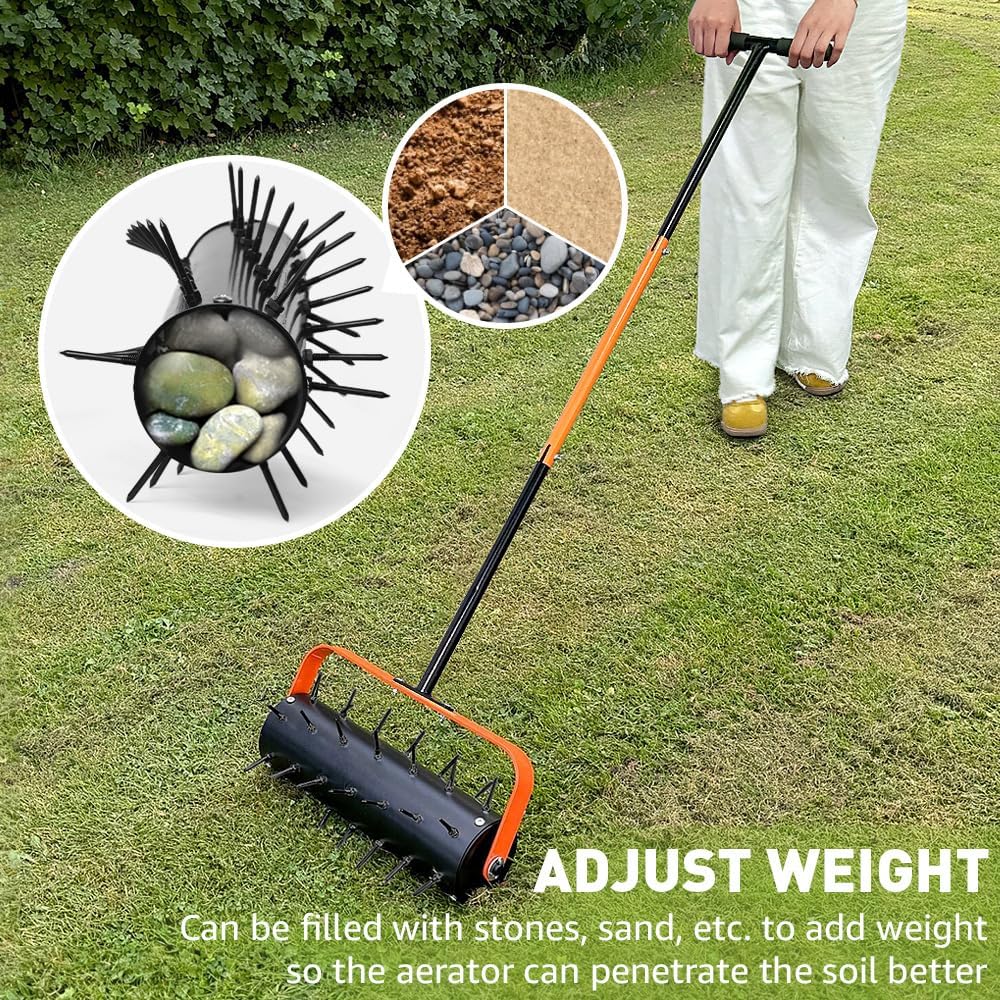 Lawn Aerator Rolling, Aerator Lawn Tool, Lawn Spike Aerator Roller, for Garden Yard Patio Lawn Aeration Soil Penetrator Push