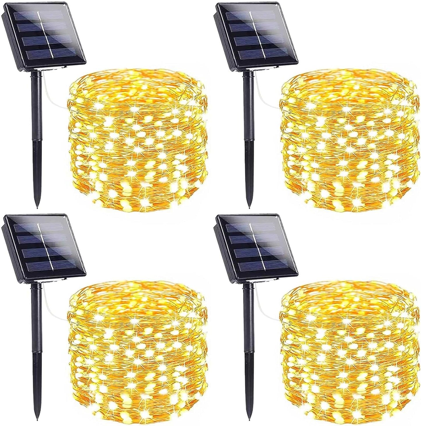 4-Pack Solar String Lights for Outside, Total 400LED Solar Lights Waterproof, Outdoor Twinkle Light Copper Wire 8 Modes Fairy Light for Xmas Tree Garden Party Wedding Decor (Warm White)
