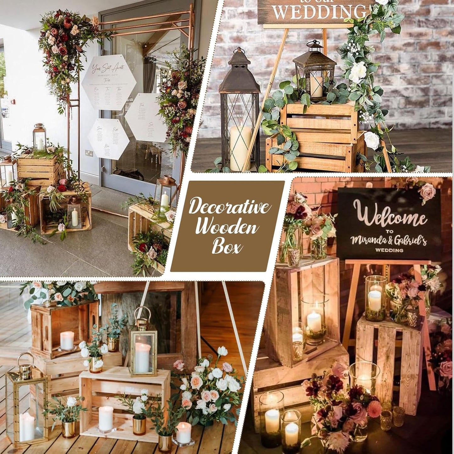 Soaoo 5 Pcs Decorative Nesting Wooden Crates for Storage Display 5 Size Large Small Rustic Wood Decorative Storage Crates with Handle Farmhouse Crate Box Container Made from Pine(Classic Color)