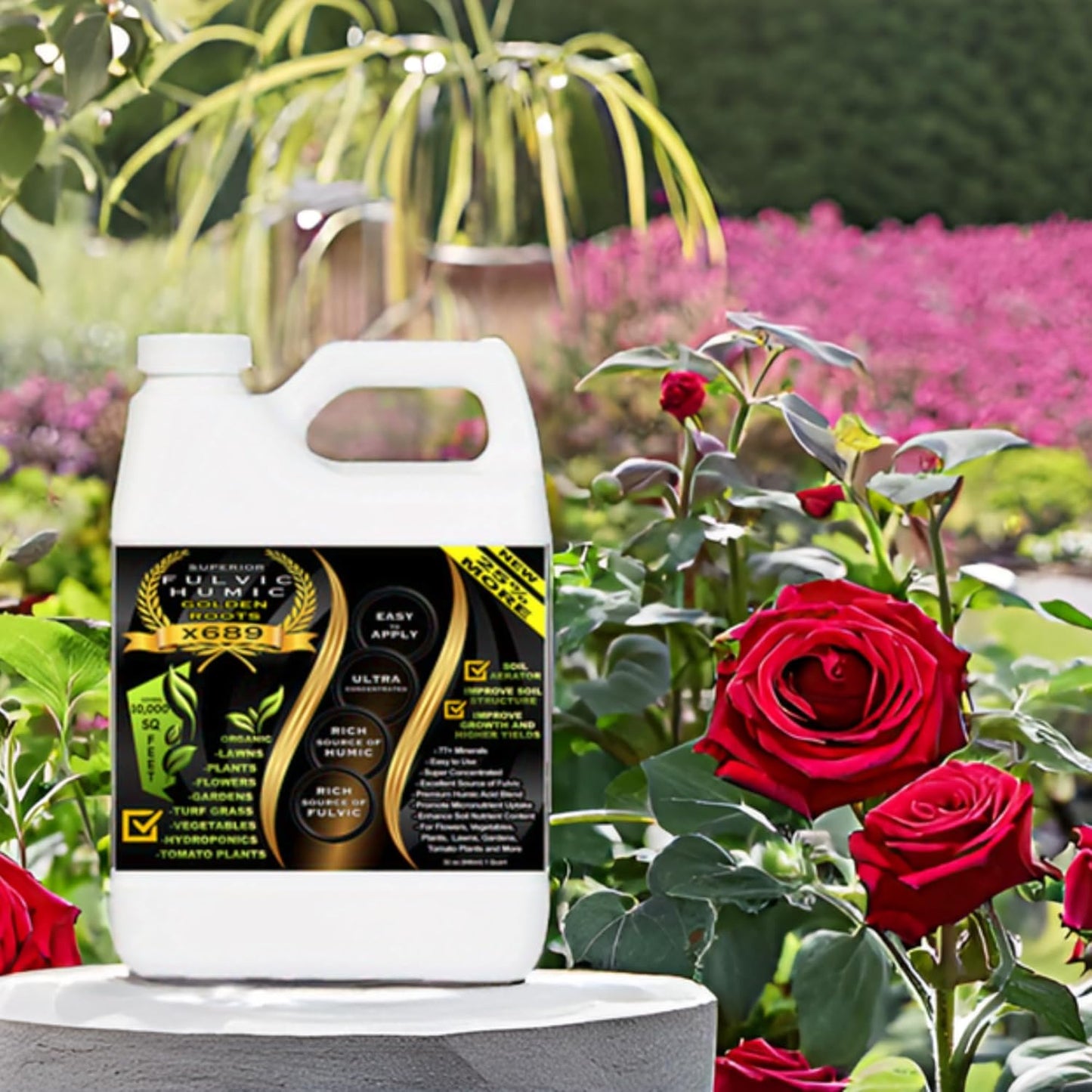 Humic Acid Liquid Aeration Lawn - Humic Acid & Fulvic Acid Liquid Concentrate - 10,000 sq ft - Organic Plant Food Enhancer for Lawn, Plants, Turf Grass & Garden Soil Treatment Conditioner & Aerator