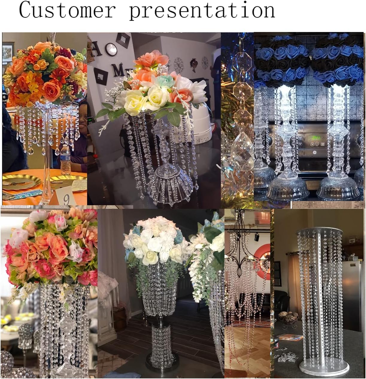 WAZHRMGHG 99FT Clear Acrylic Crystal Garland Strands Hanging Chandelier Bead Chain Ornament String Decorations for Manzanita Centerpiece Christmas Tree Wedding Party Celebration (99FT(30M))