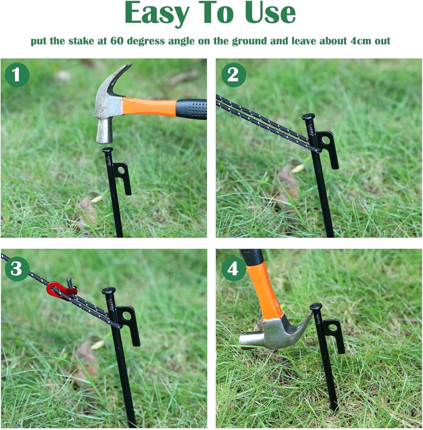 Suzile 60 Pcs Tree Stake Kit, Heavy Duty Tree Staking and Supports for Leaning Trees Include 11. 8'' Steel Stakes 15. 8'' Support Straps 13. 12 ft Ropes for Anchoring Hurricane Protection (Black)