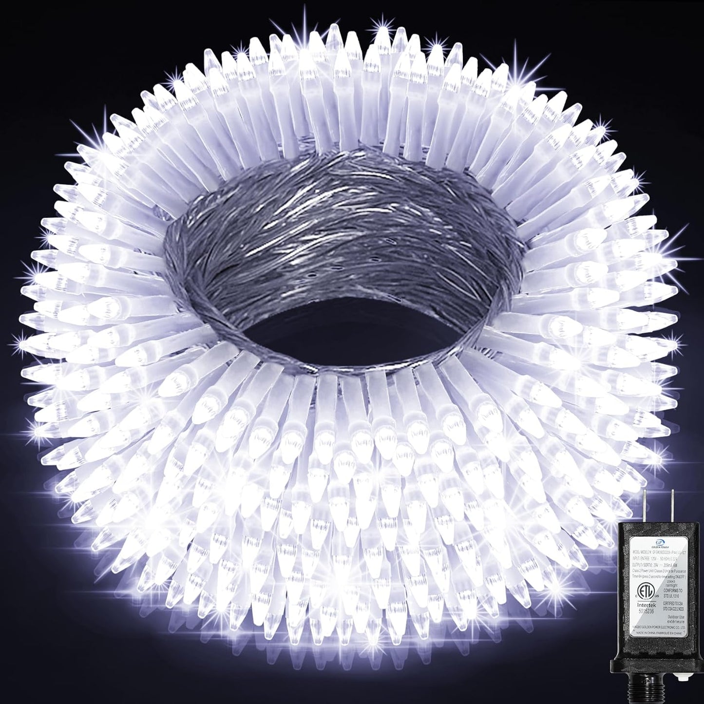 750LED Christmas Lights Outdoor Use, 240ft 12 Modes Cool White LED String Lights with Timer Dimmable, Waterproof Christmas Tree Lights for Xmas Patio Yard Fence Balcony Garden Decor Cool White