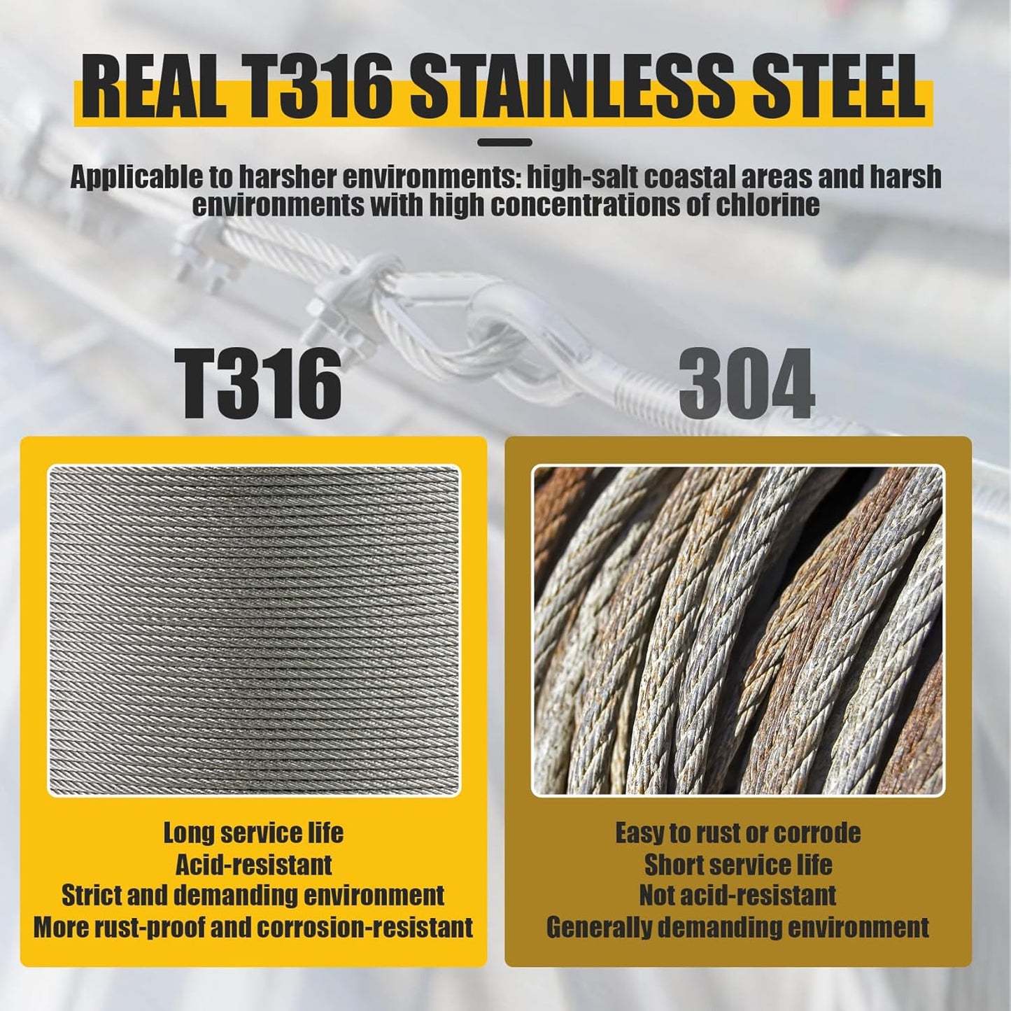 1000FT 1/8" Stainless Steel Cable Wire Rope with Cutter, Cable for Deck Railing, 1800 lb Breaking Strength 7x7 Strands, T316 Aircraft Cable for Stair, Fence, Porch