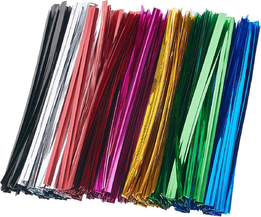 700 Pcs 4" Metallic Twist Ties, 7 Colors for Bakery Ties, Candy Bags, Coffee Bags, Goodie Bags Ties