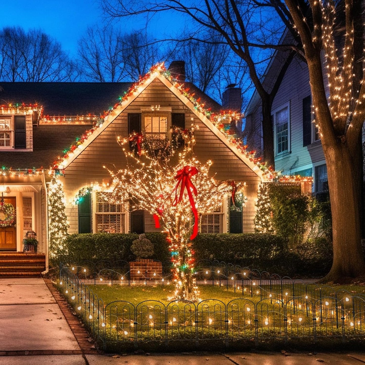 20 Pack Decorative Garden Fence Outdoor - 24in H x 22ft L Rust-Proof Coated Wrought-Iron Panels, Foldable Landscape Border for Patio Flower Beds, Animal Barrier & Yard Decor