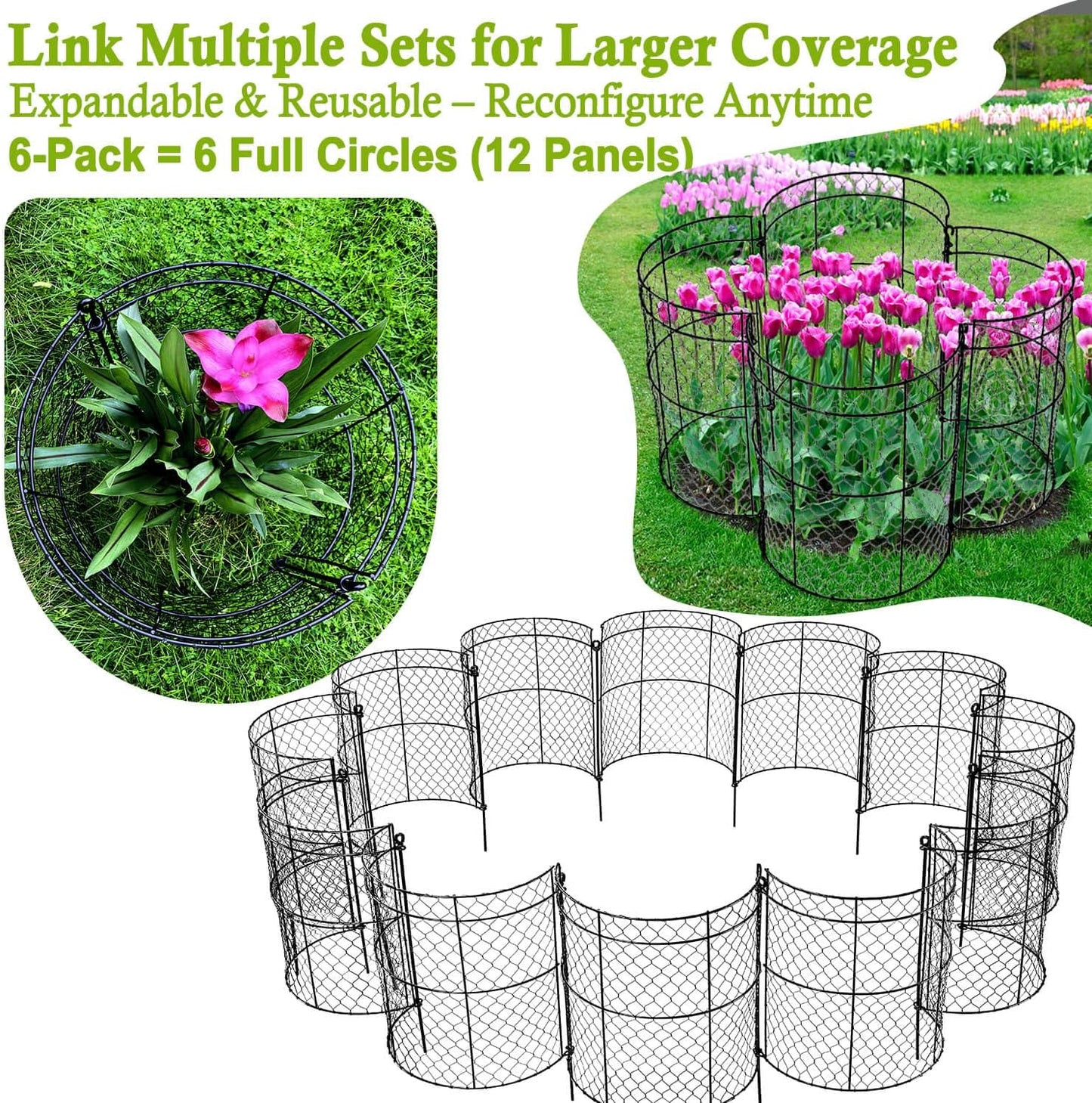 6 Pack Garden Plant Protection Cloches 14"x16", Heavy Duty Chicken Wire Plant Protectors, Rustproof Metal Garden Cages to Shield Seedlings, Flowers & Vegetables from Animals