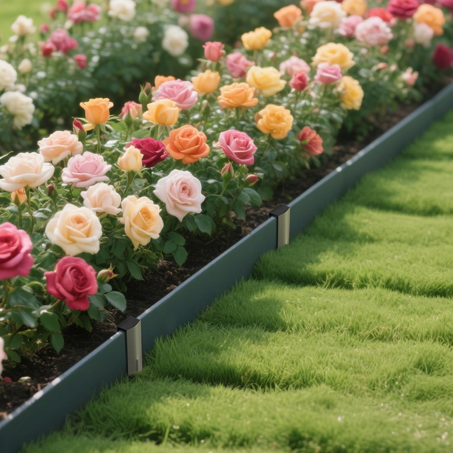 20Pcs Metal Landscape Edging Stakes, 10 Inch Garden Stakes Landscape Anchoring Spikes for Terrace Board, Landscape Edging Coil, Grass Barrier, Bender Board, Garden Liner, Black