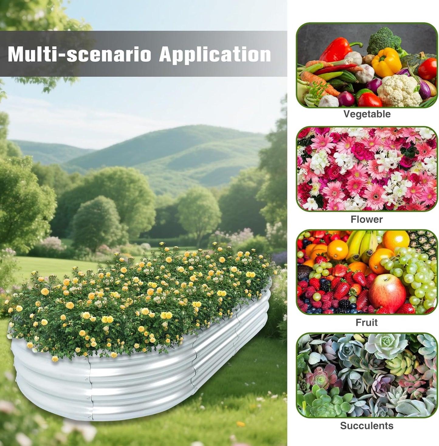 8x4x1FT Galvanized Planter Raised Garden Boxes Outdoor Large Metal Gardens Beds for Vegetables Flowers Herbs Succulents