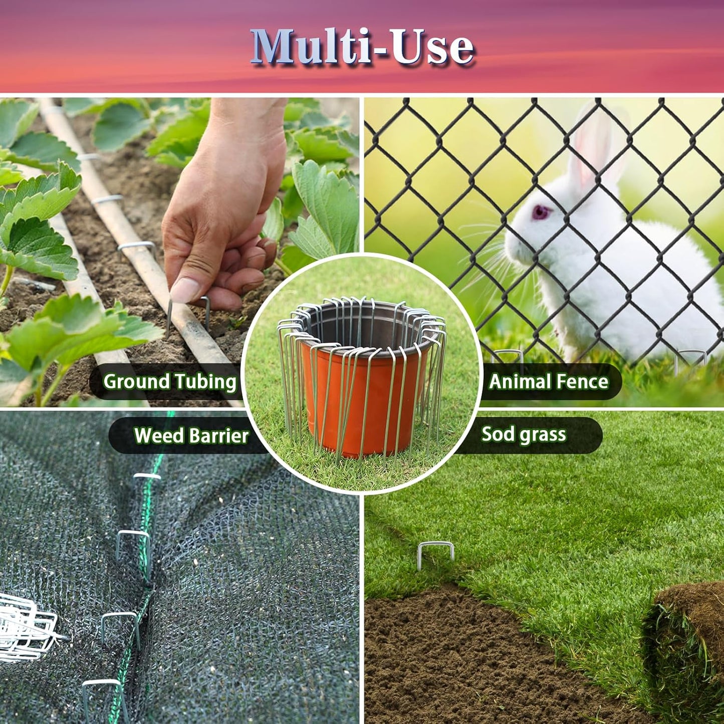 Gtongoko 50 Pack 10 Inch Galvanized Landscape Staples Garden Plant Cover Stakes 11 Gauge SOD Staples Ground Fence Stakes for Landscaping Securing Weed Barrier Fabric