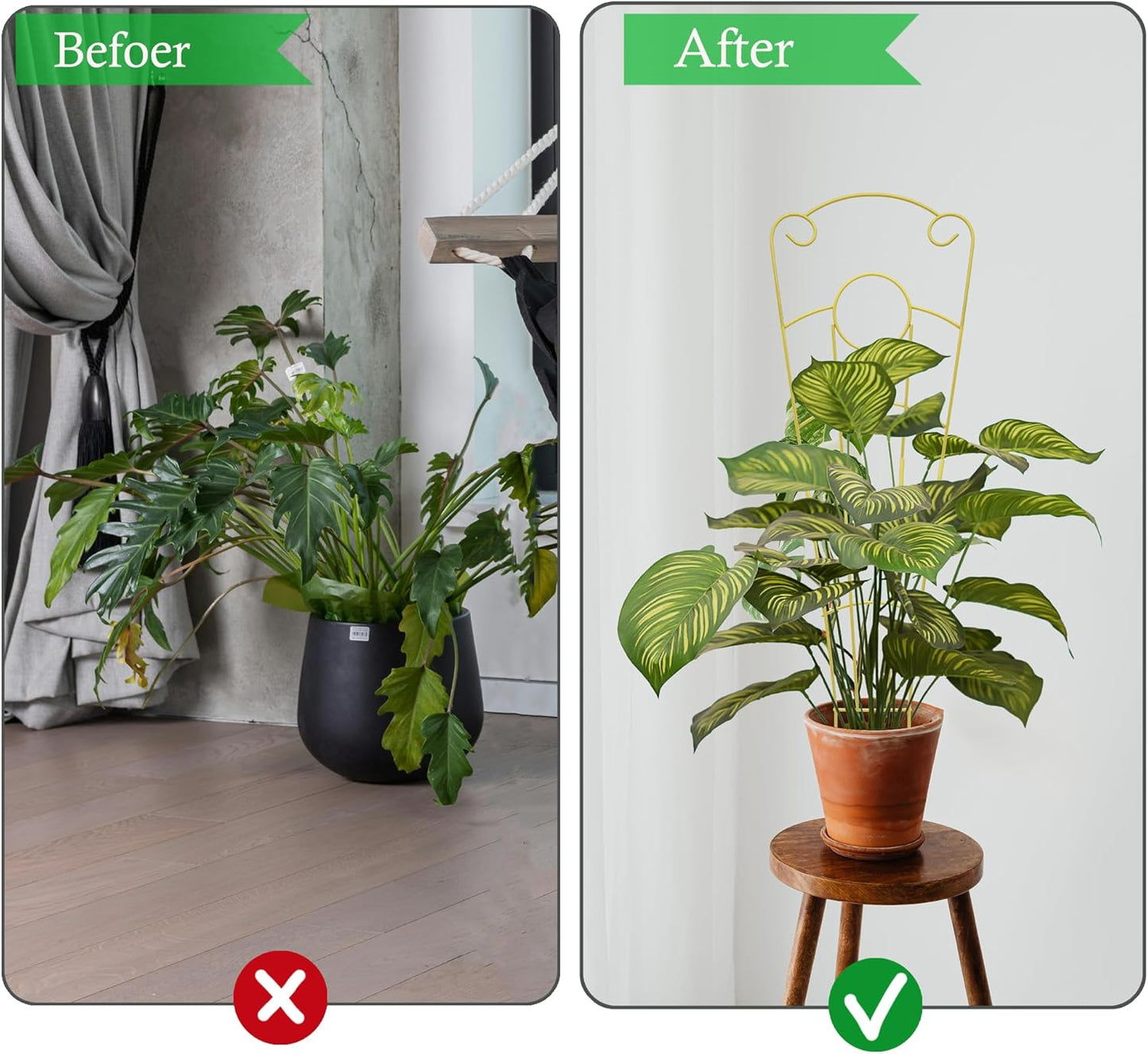 30 Inch Plant Trellis Indoor for Potted Plants 4 Pack Indoor Plant Trellis for Climbing Plants Stackable Houseplant Trellis Metal Garden Pot Trellis for Vine Ivy Support (4Pcs 30inch Gold)