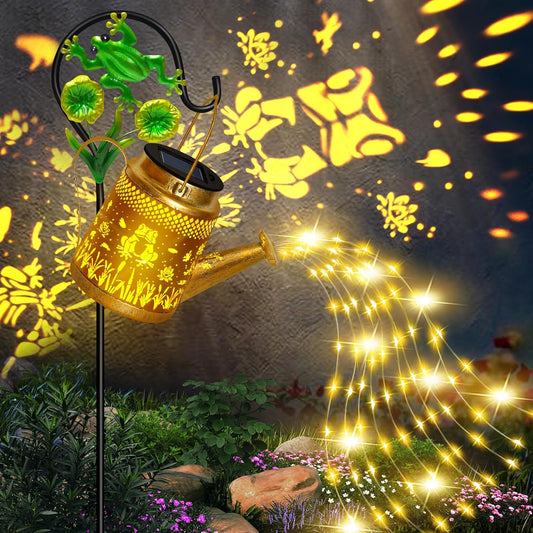 Solar Lanterns Outdoor Garden Decor, Mothers Day Gifts for Women Mom Grandma Birthday, Large Frog Hanging Watering Can with Shepherd Hook, Waterproof Garden Lights for Outdoor Landscape Pathway Yard